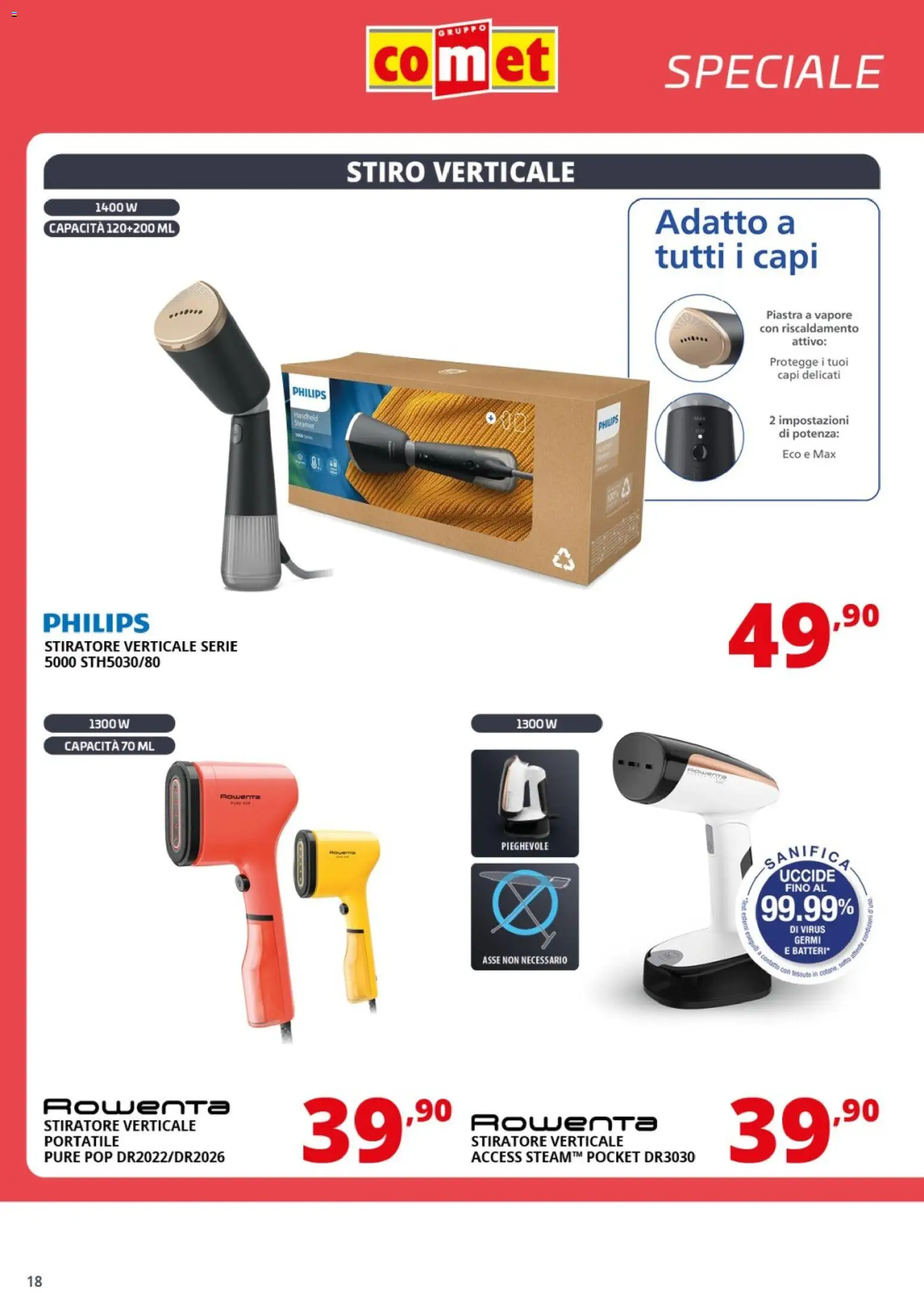 Volantino Comet del 31.10.2025 | Pagina: 18 | Prodotti: Stiratore verticale