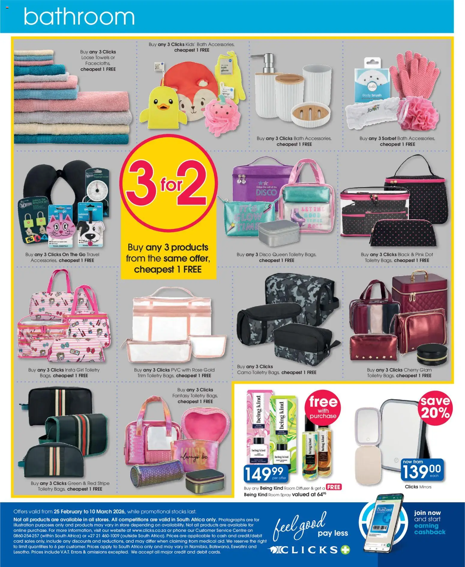 New Clicks catalogue – valid from 25.02.2026 | Page: 48 | Products: Phone, Diffuser, Gloves, Bath