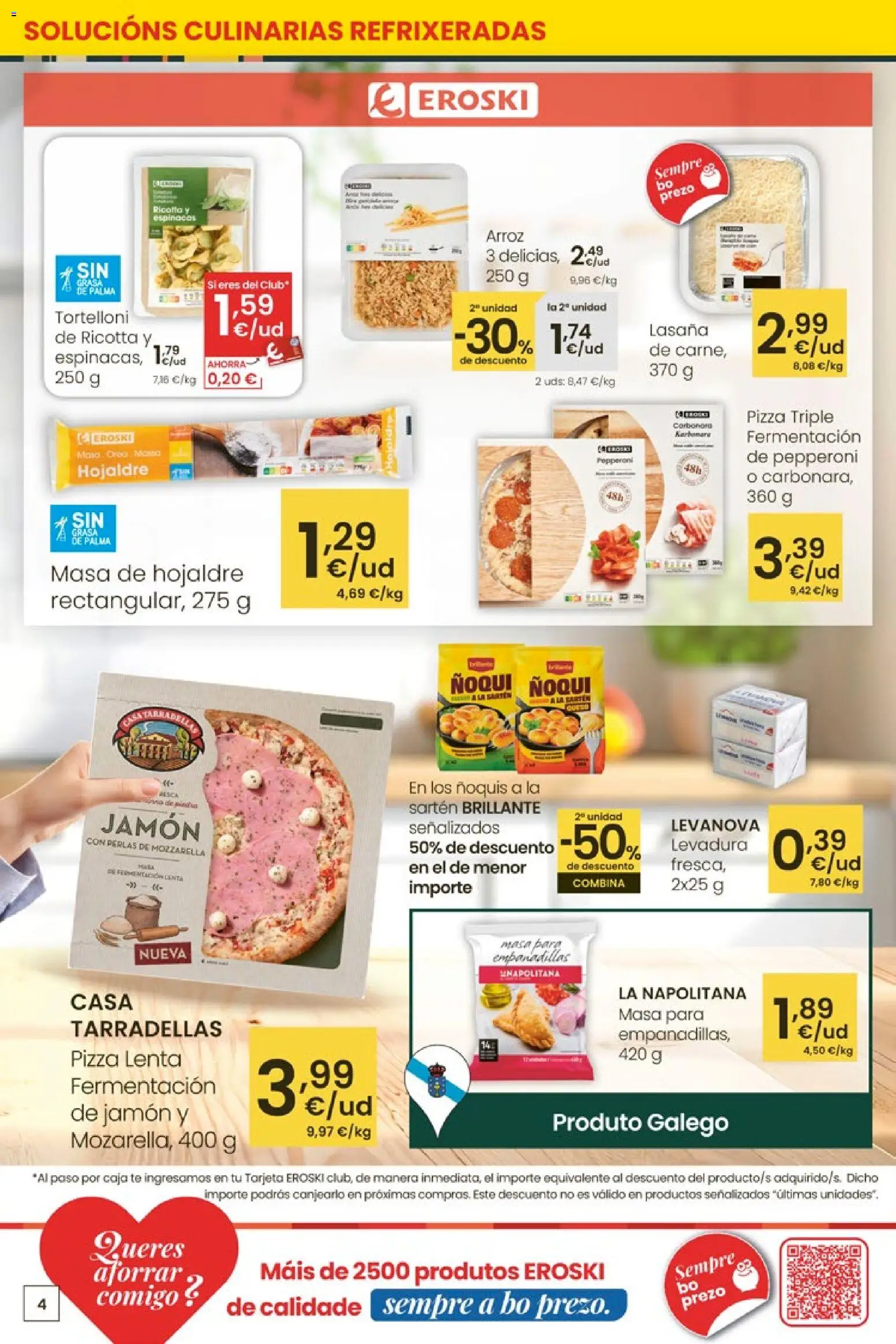 Eroski Quieres ahorrar conmigo │ válido desde el 16.04.2026 | Página: 4 | Productos: Pizza, Arroz, Πορσελάνη, Lasaña