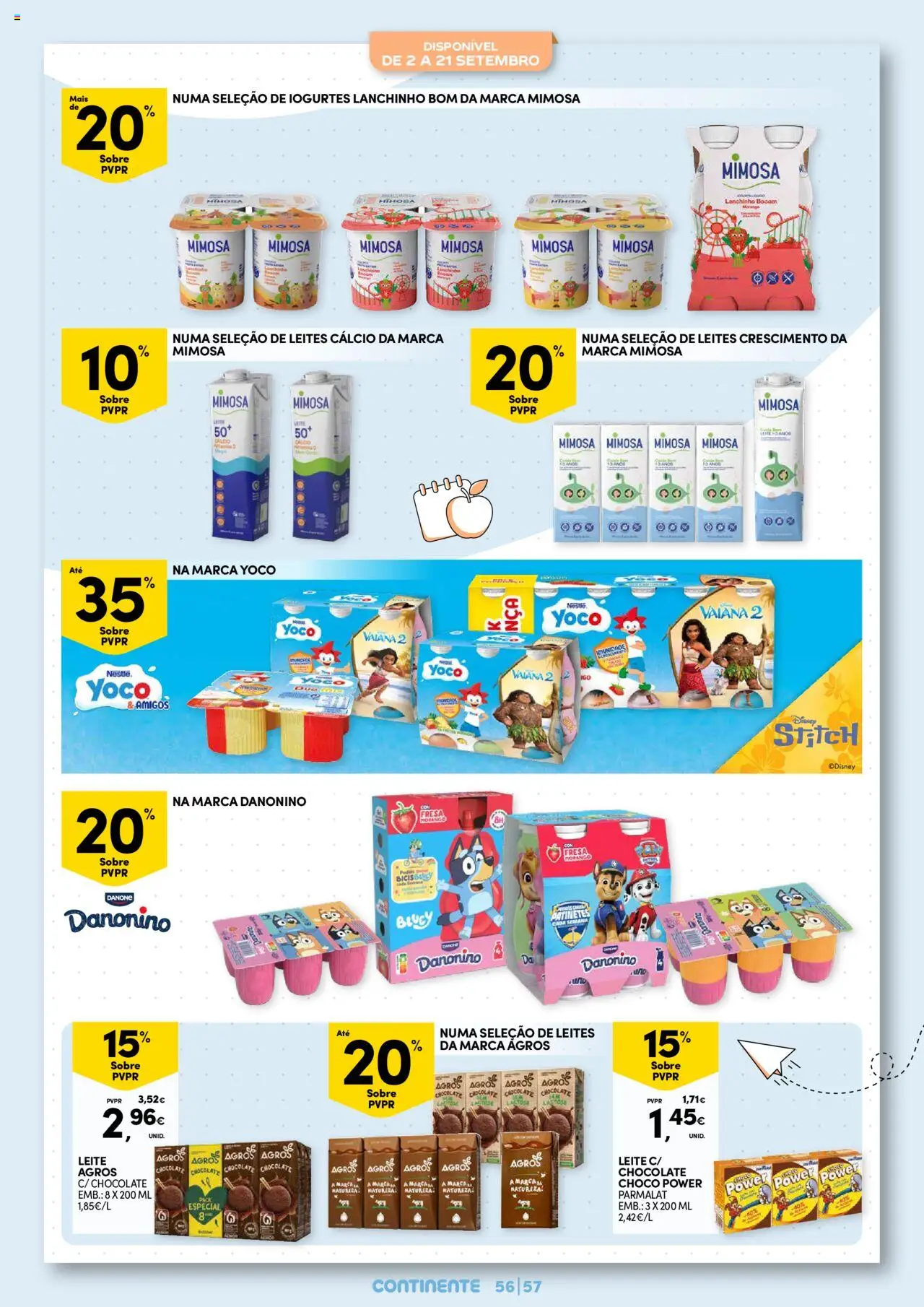 Continente - Regresso às Aulas: Regressamos com tudo │ válido de 12.08.2025 | Página: 57 | Produtos: Iogurtes, Cálcio, Leite, Nestlé