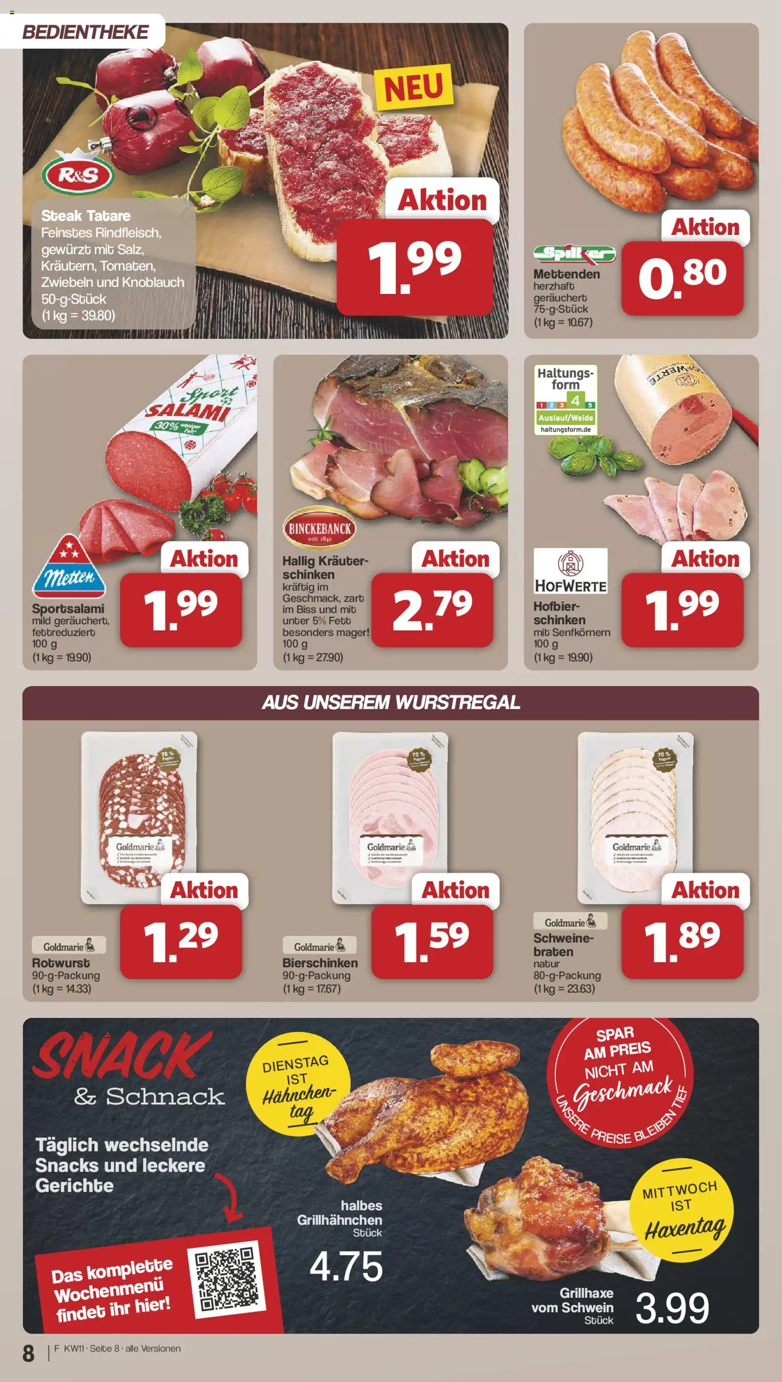 Famila Nordwest Prospekt 	 – gültig ab 09.03.2026 | Seite: 8 | Produkte: Hahnchen, Zwiebeln, Schinken, Steak