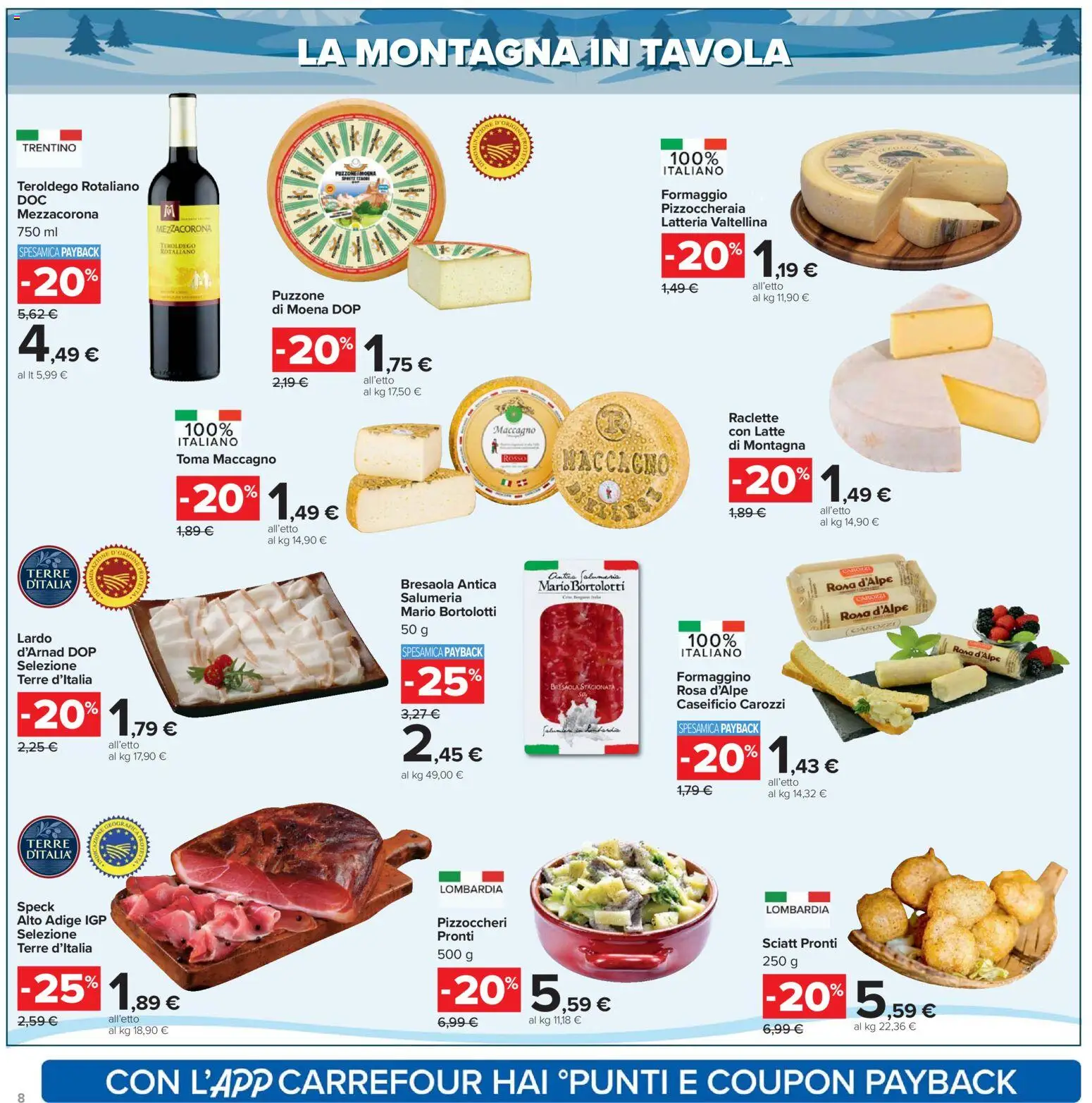 Volantino Carrefour del 17.02.2026 | Pagina: 8 | Prodotti: Speck, Bresaola, Latte, Formaggio