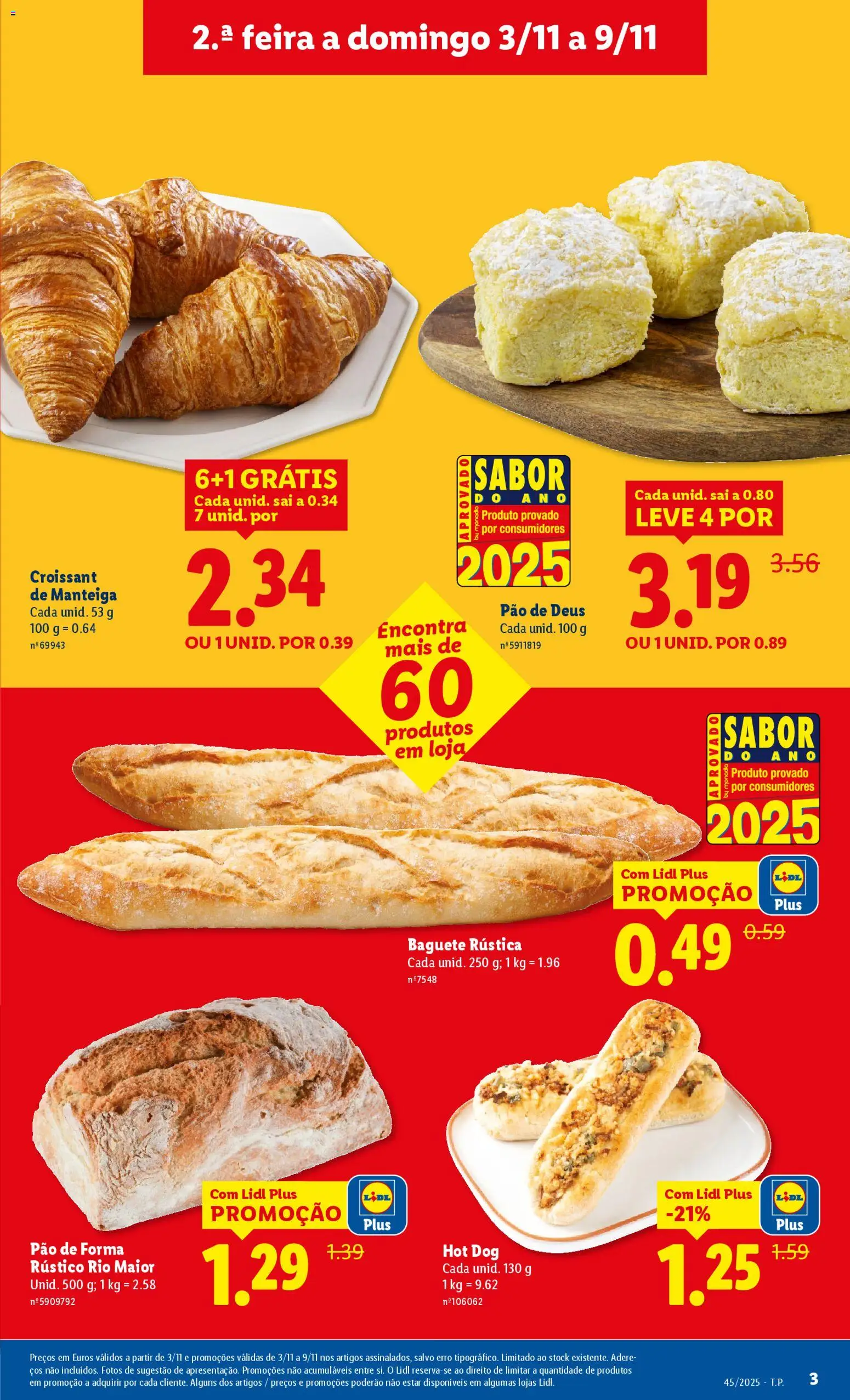 Lidl folheto │ válido de 03.11.2025 | Página: 3 | Produtos: Pão de forma, Manteiga, Pão