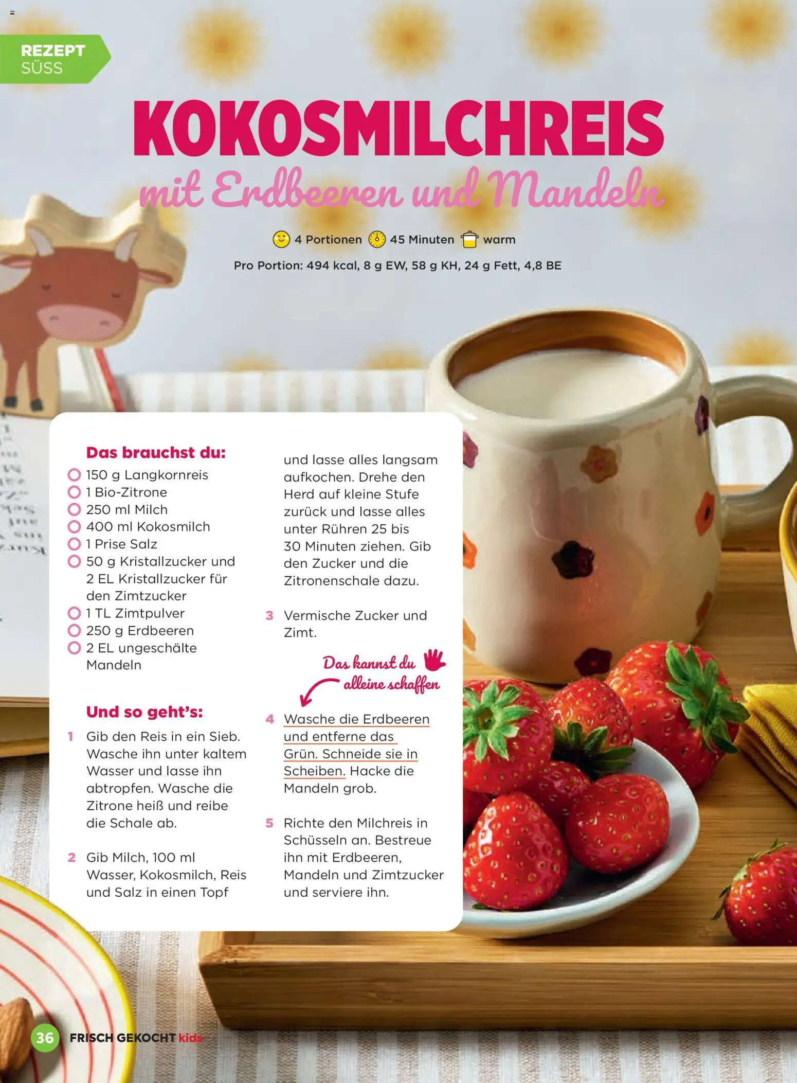 Billa Frisch Gekocht Kids gültig ab 01.03.2026 | Seite: 36 | Produkte: Erdbeeren, Zitrone, Gyümölcs, Milch