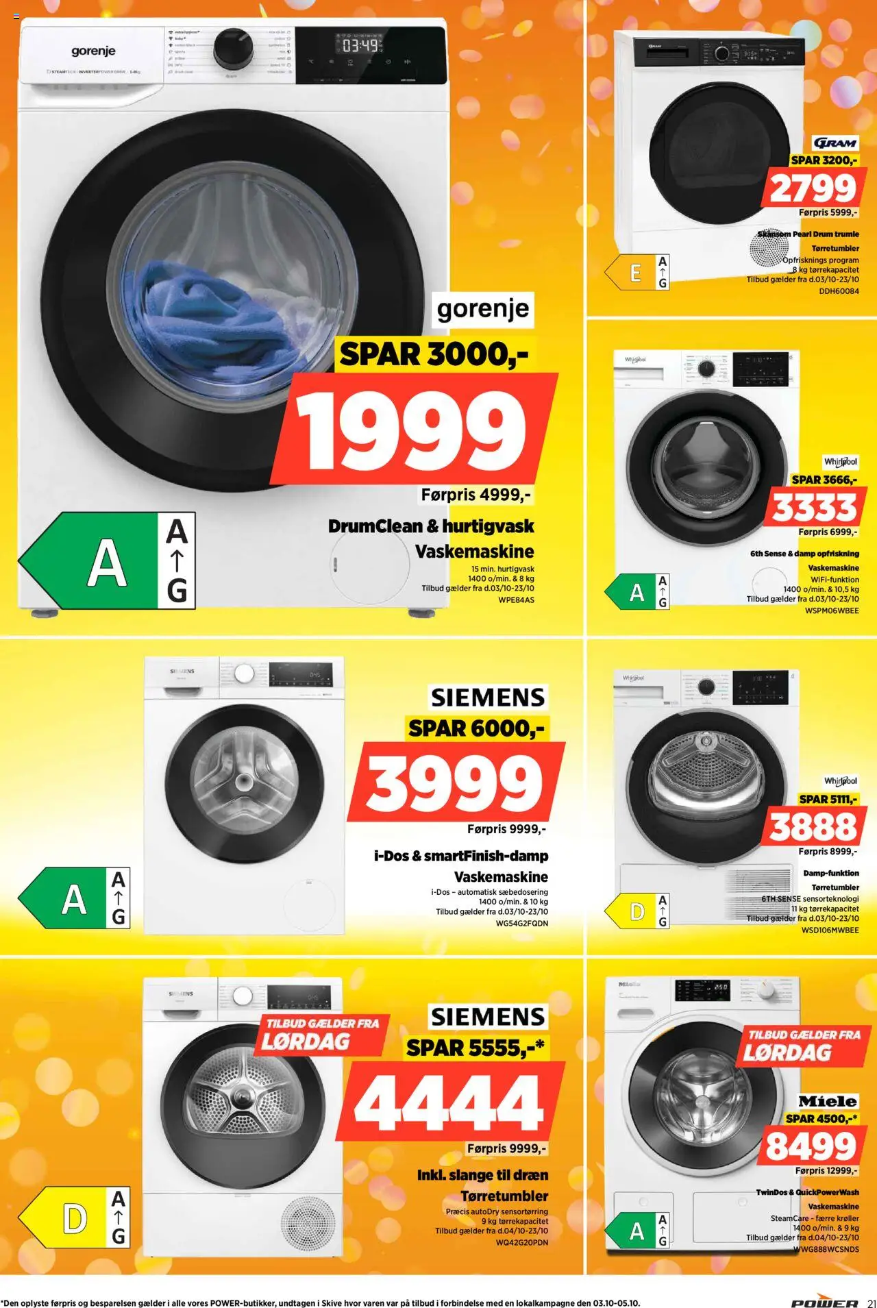 Power tilbudsavis – gyldig fra 03.10.2025 | Side: 21 | Produkter: Ris, Vaskemaskine, Tørretumbler