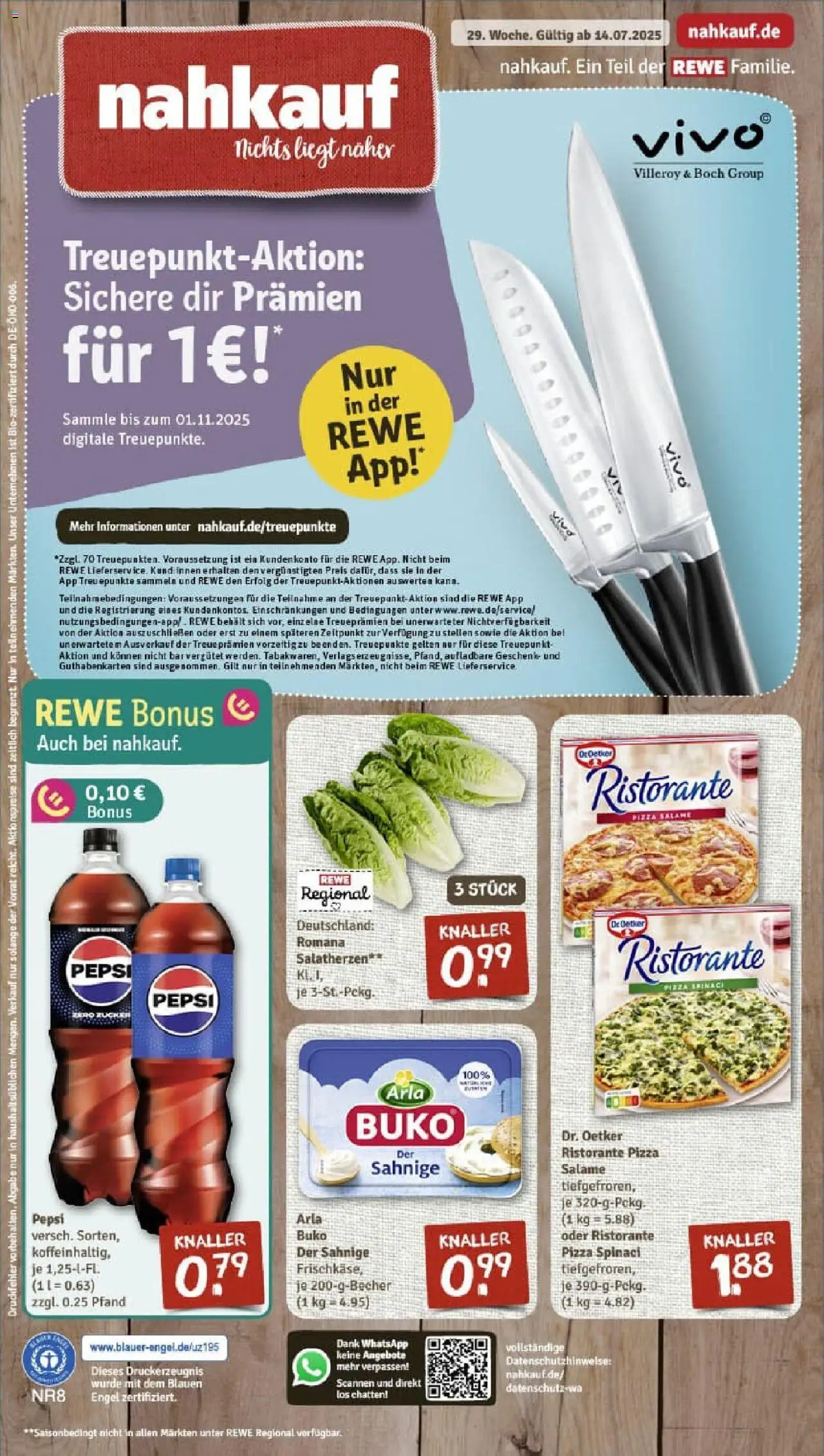 Rewe prospekt Gaustadt	 - gültig ab dem 13.07.2025 | Seite: 1 | Produkte: Ristorante, Vivo, Arla buko, Pizza