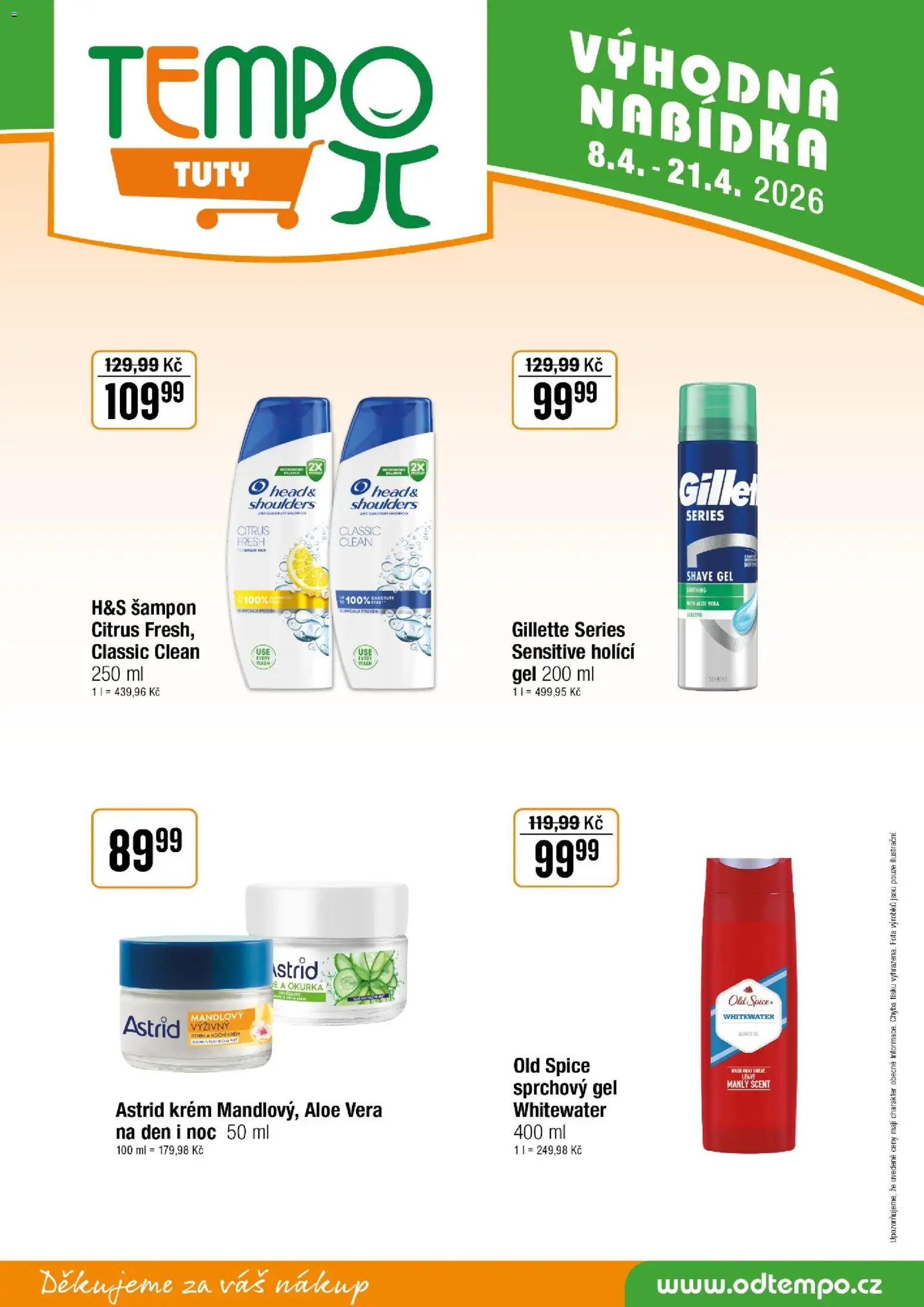 Tempo leták - Tuty od 08.04.2026 | Strana: 14 | Produkty: Aloe vera, Old Spice, Šampon, Okurka