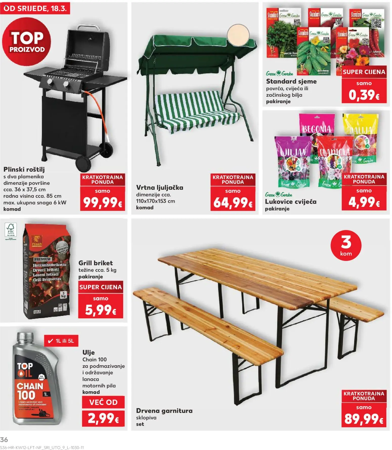 Kaufland katalog | vrijedi od 18.03.2026 | Stranica: 36 | Proizvodi: Roštilj, Ljuljačka, Ulje, Pila