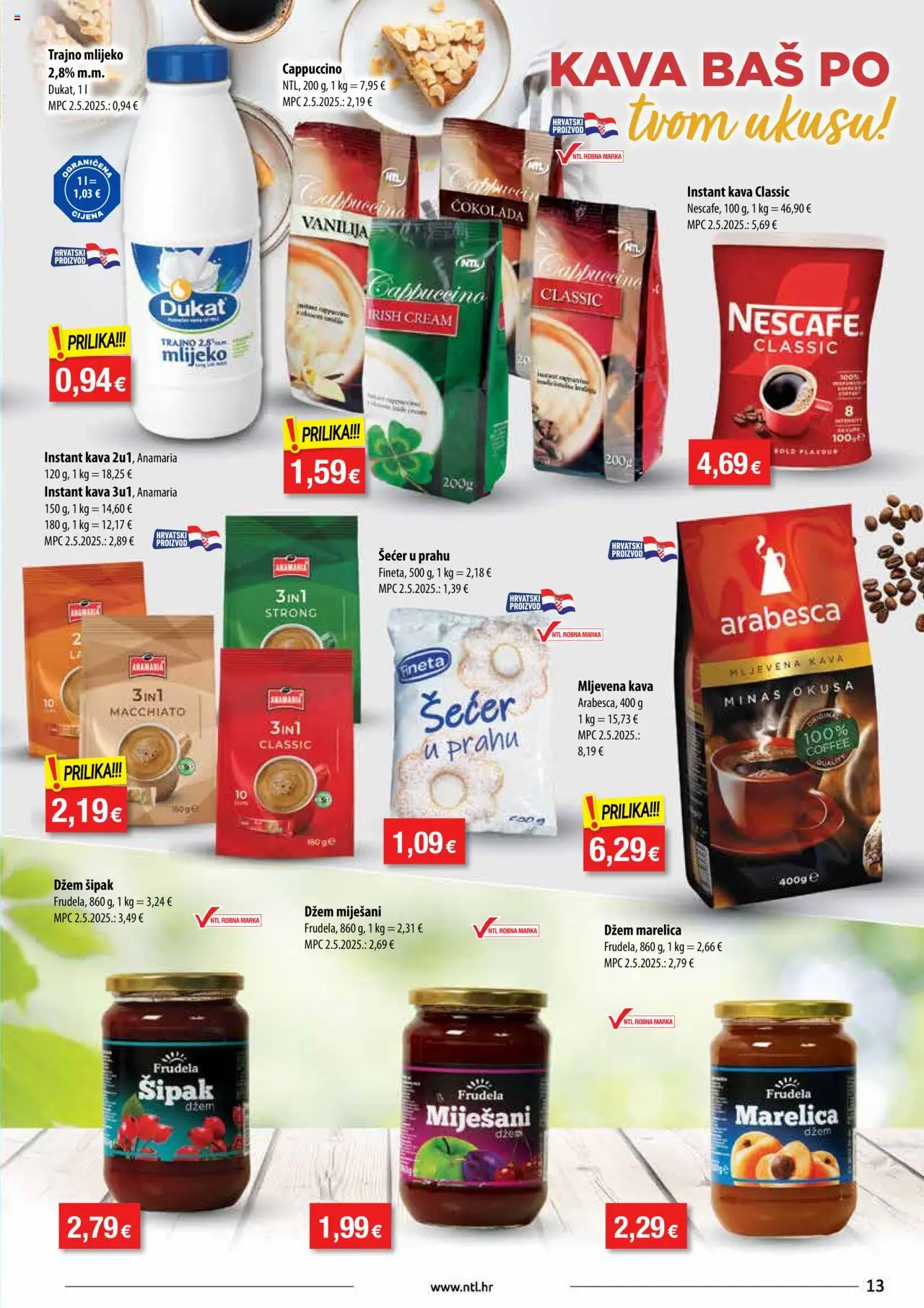 NTL katalog | vrijedi od 10.09.2025 | Stranica: 13 | Proizvodi: Mljevena kava, Kava, Čokolada, Šećer