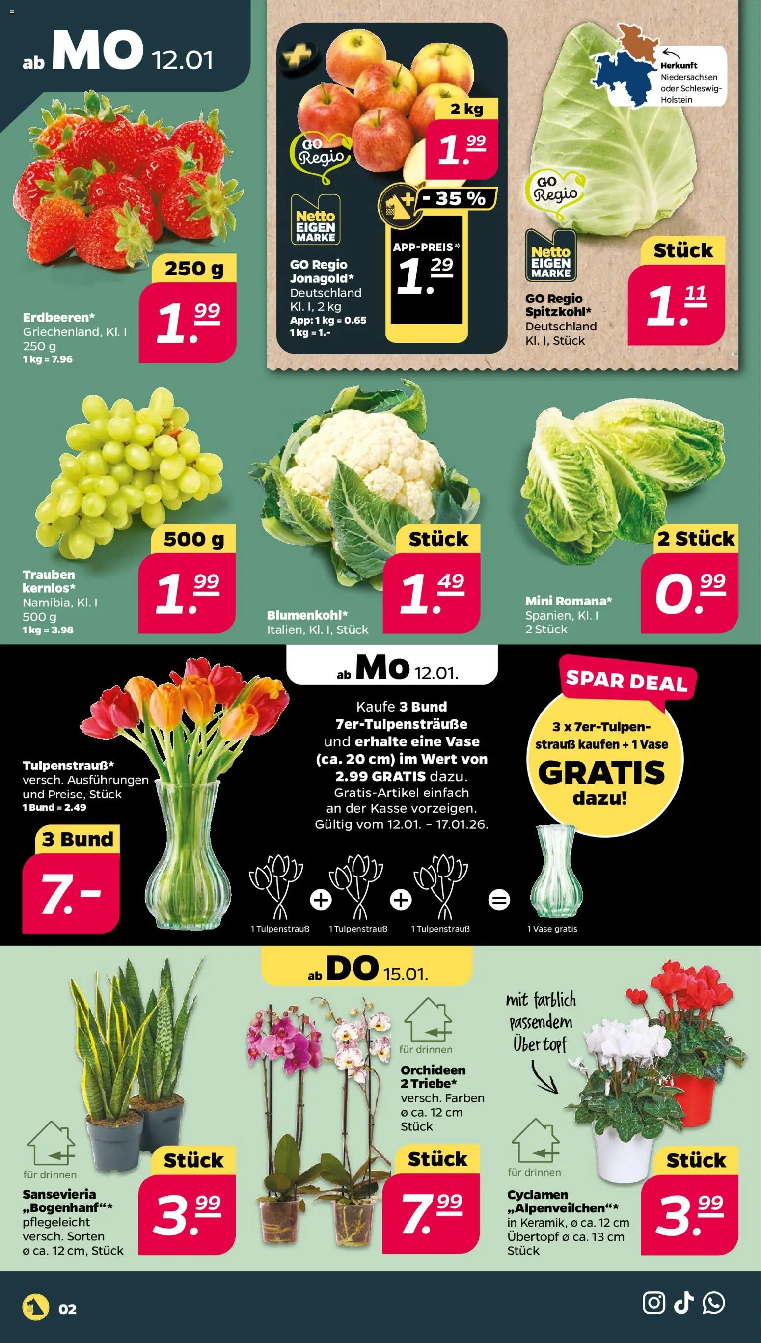 Netto Prospekt 	 – gültig ab 12.01.2026 | Seite: 2 | Produkte: Trauben, Vase
