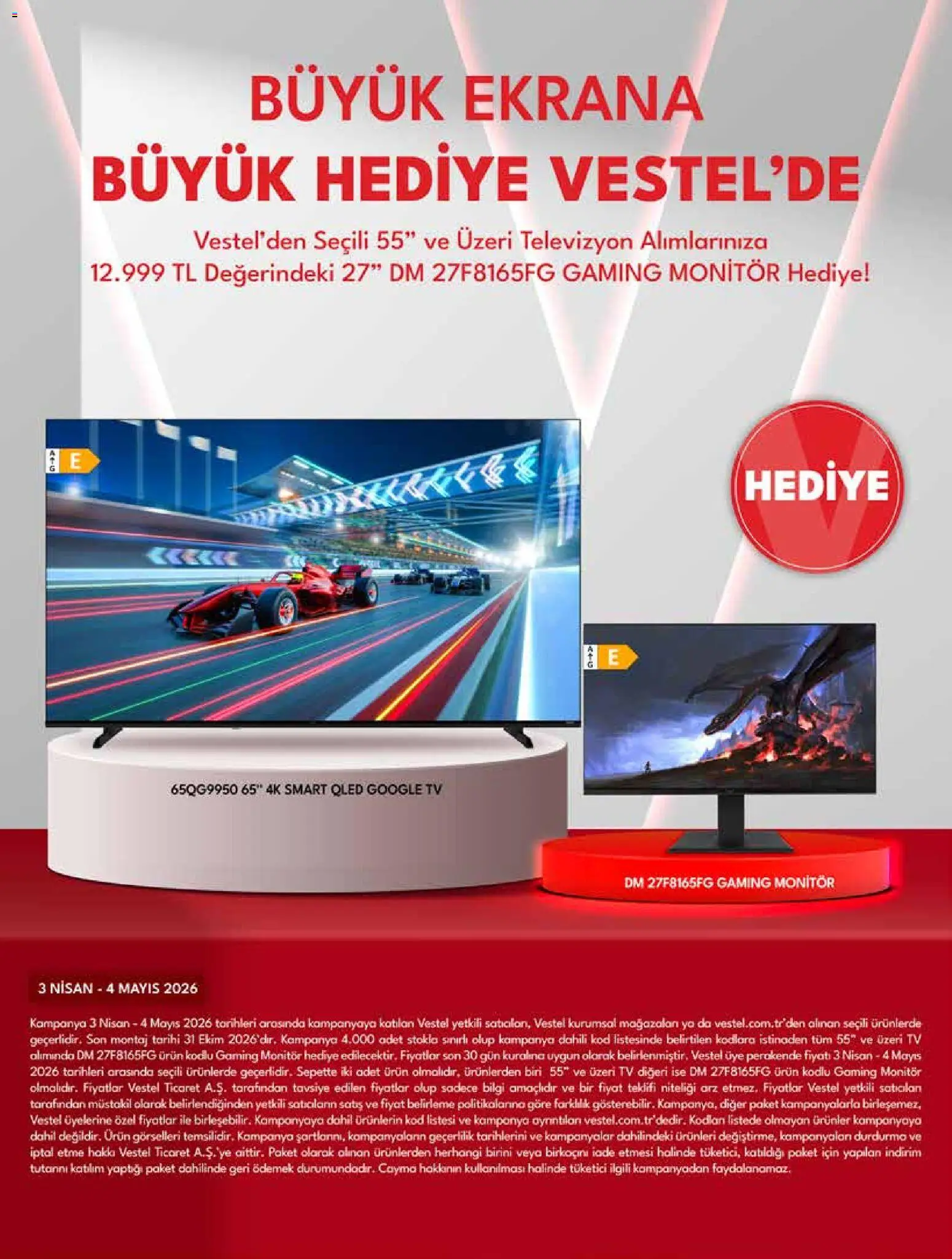 Vestel - Mobil ve Akıllı Ürünler - 03.04.2026 tarihinden itibaren geçerlidir | Sayfa: 3 | Ürünler: TV, Monitör, Televizyon