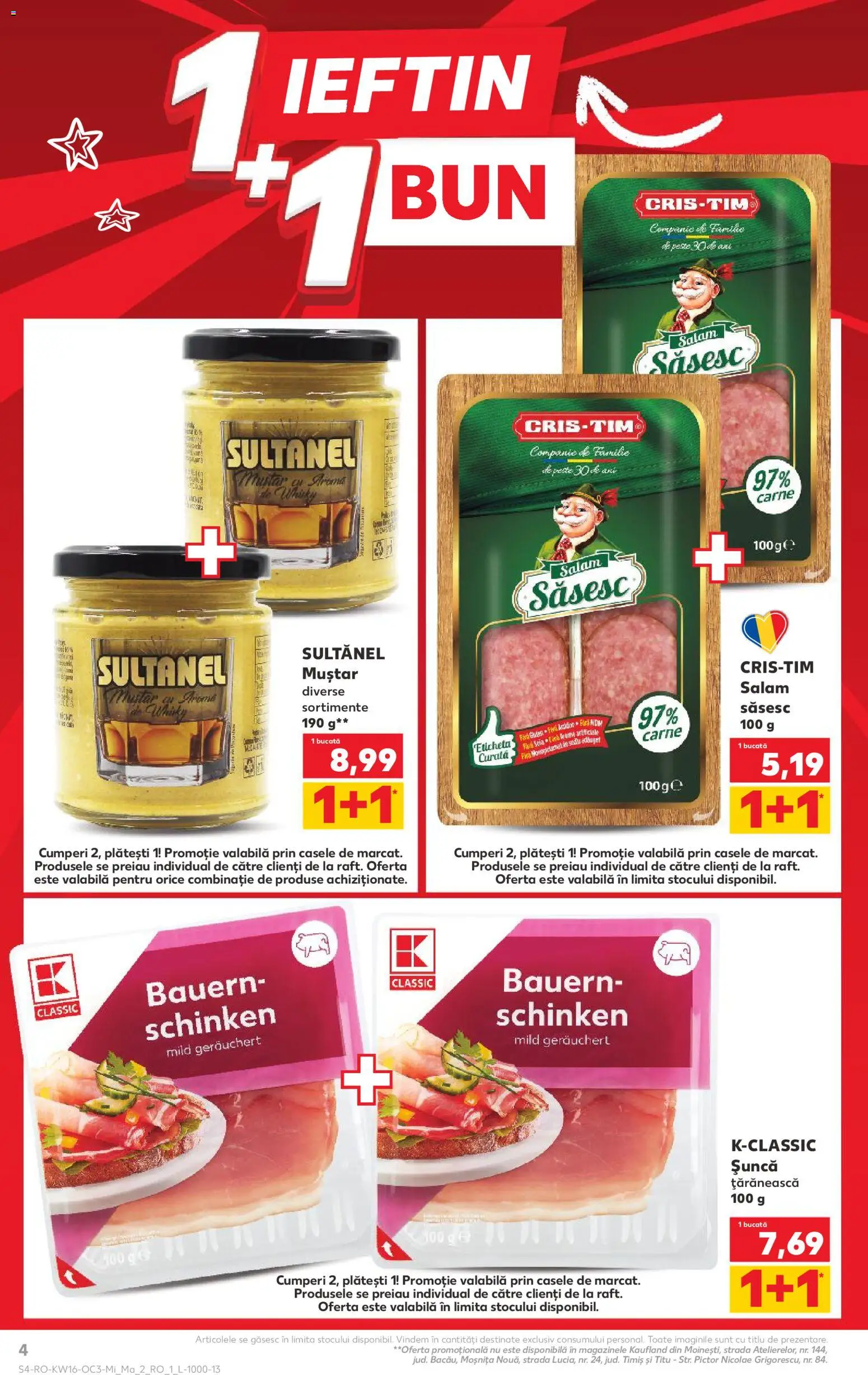 Noul catalog Kaufland – valabil de la 15.04.2026 | Pagină: 4 | Produse: Salam, Șuncă, Pește, Muștar
