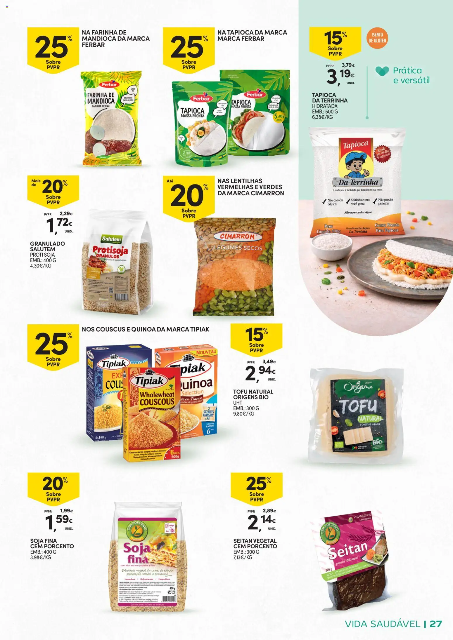 Continente - Vida Saudável: Passe a comer melhor │ válido de 20.01.2026 | Página: 27 | Produtos: Soja, Tapioca, Quinoa, Cálcio