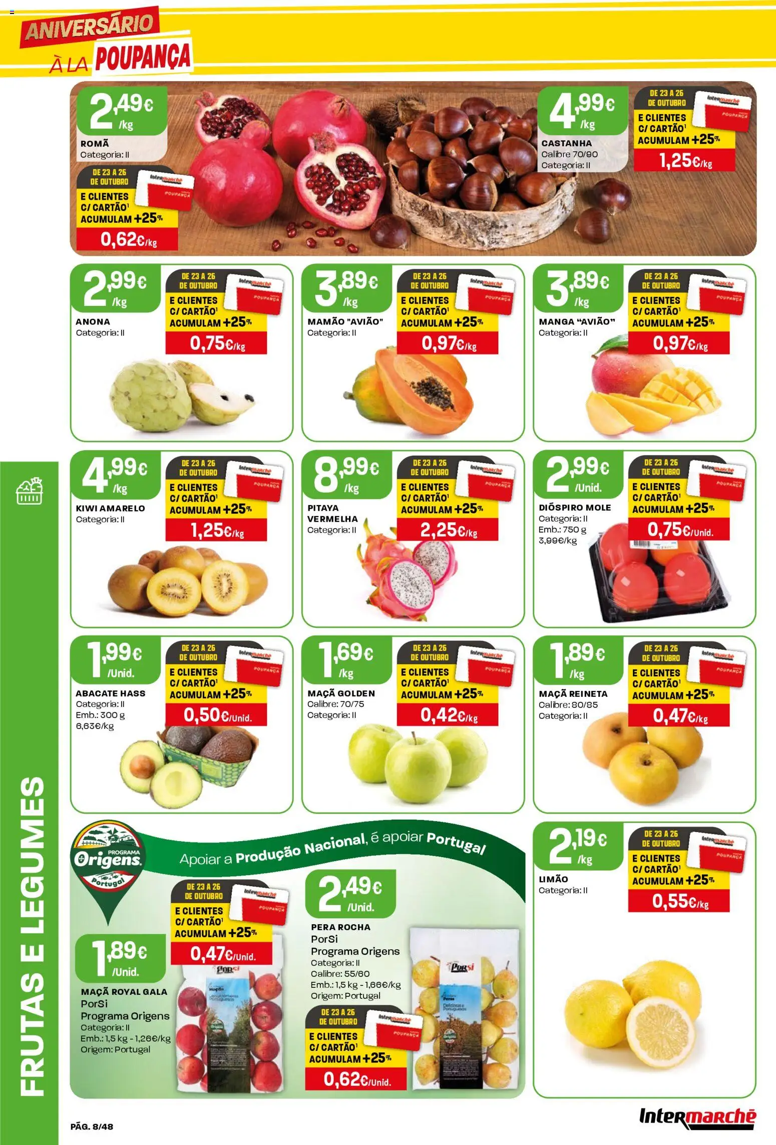 Intermarché folheto │ válido de 23.10.2025 | Página: 8 | Produtos: Maça, Abacate, Kiwi, Mamão