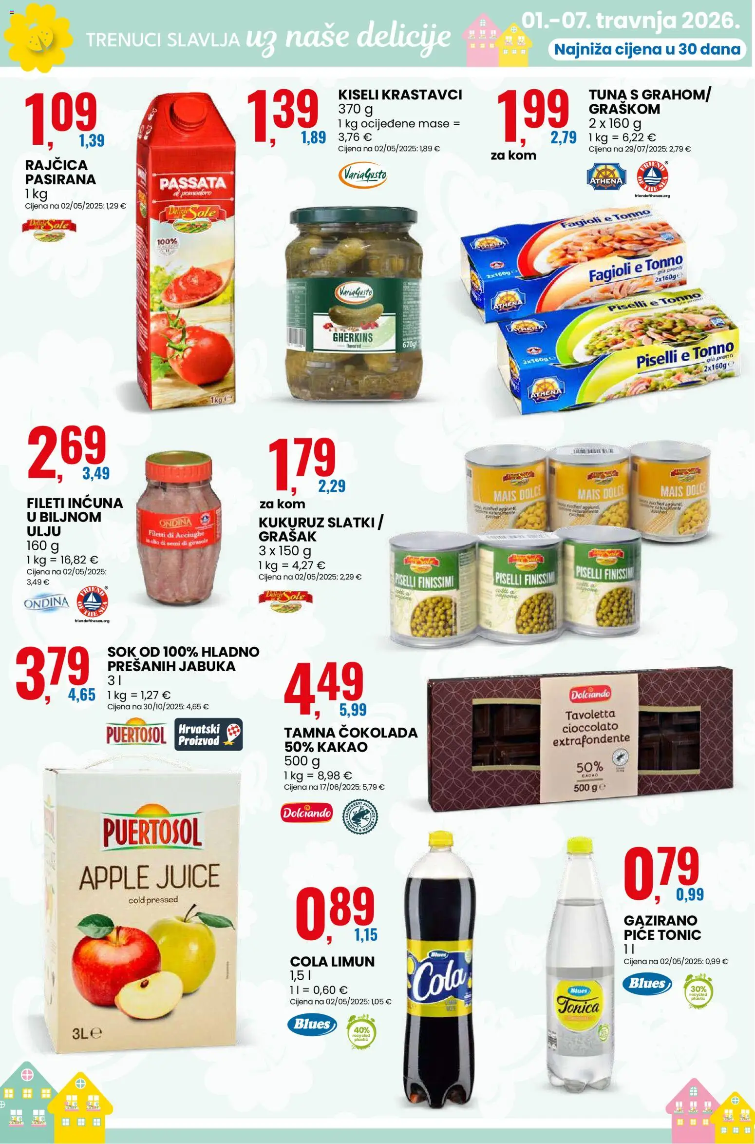 Eurospin katalog | vrijedi od 01.04.2026 | Stranica: 7 | Proizvodi: Tonic, Rajčica, Kakao, Kiseli krastavci