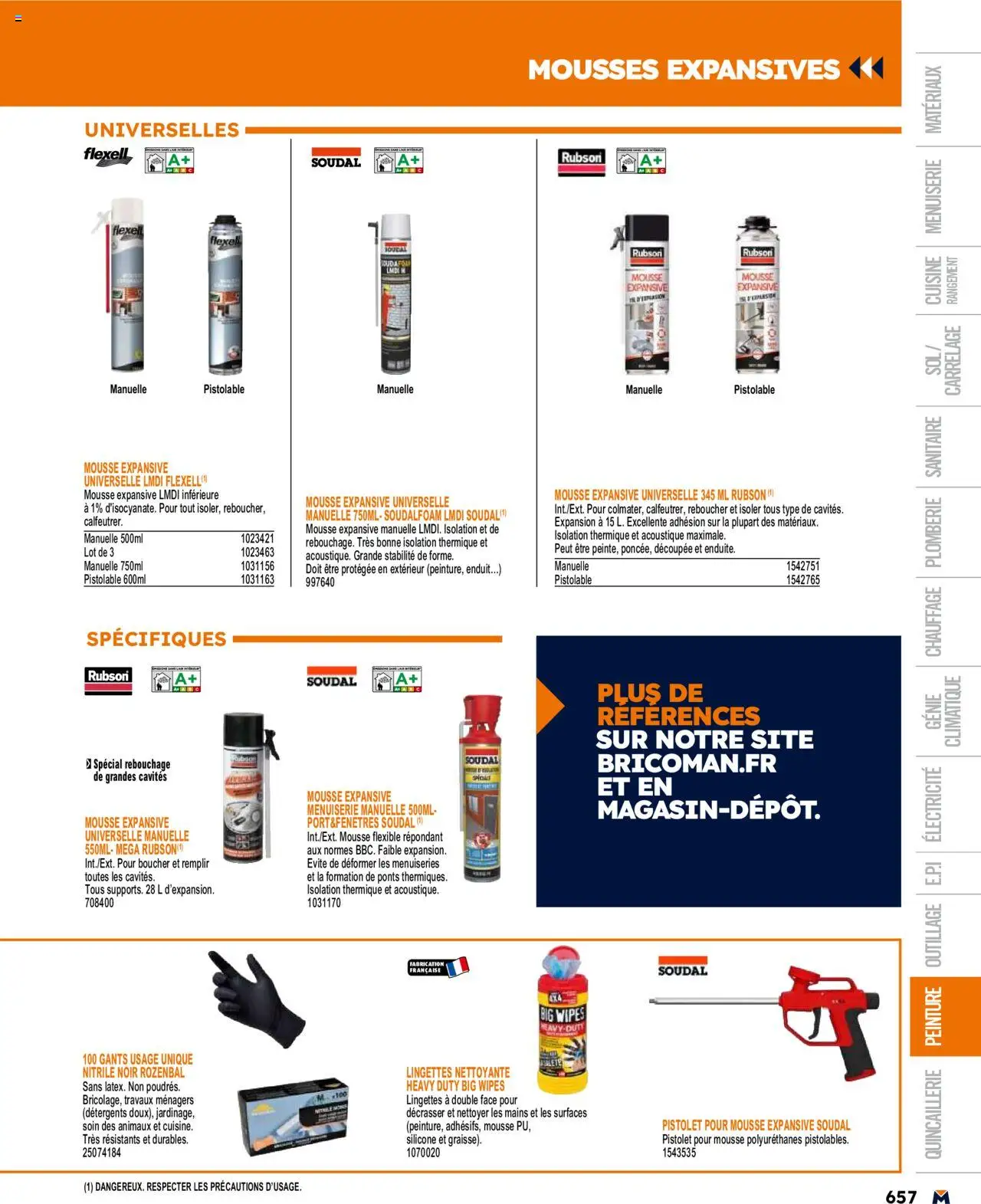  | Page: 657 | Produits: Mousse, Mousse expansive, Gants