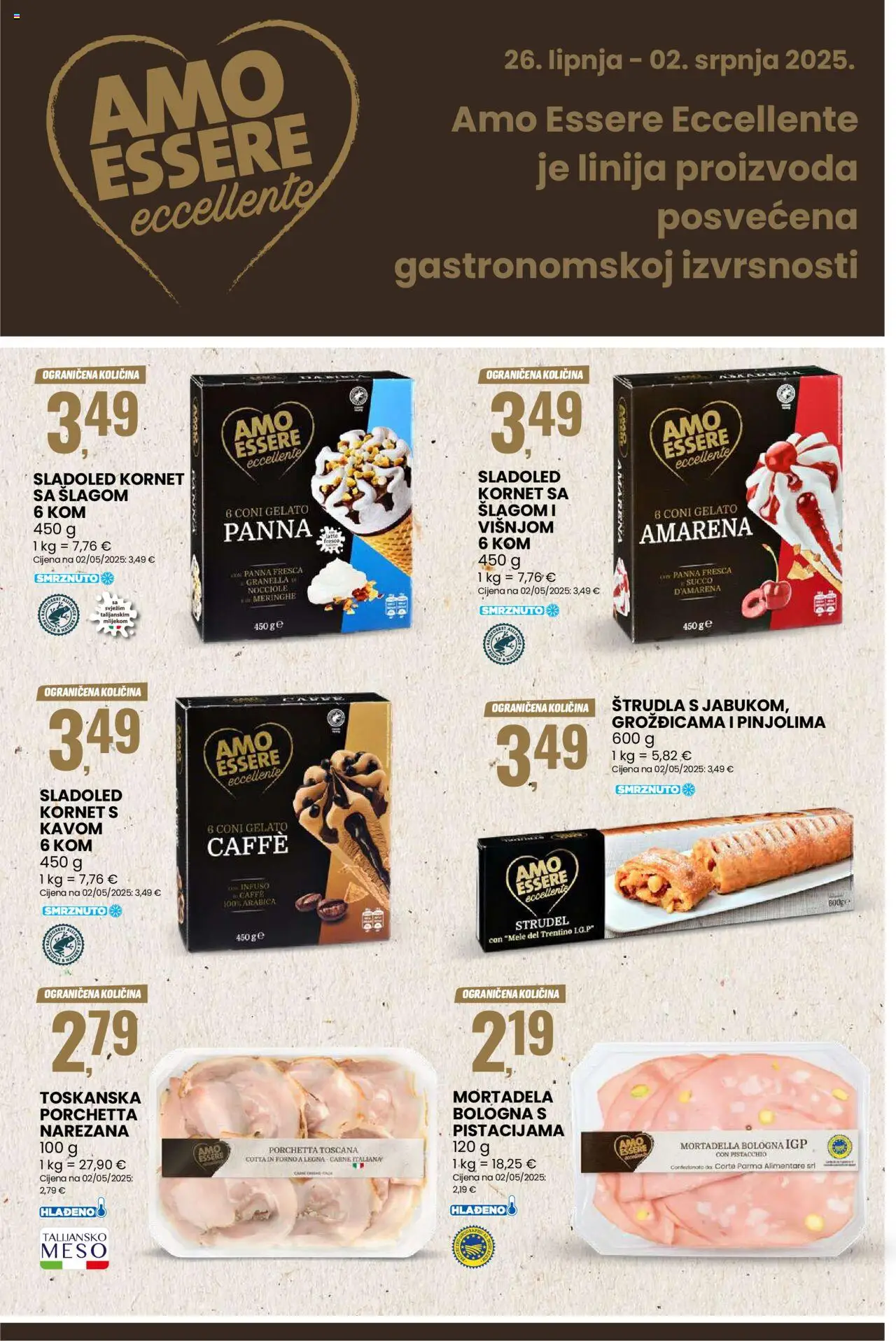 Eurospin katalog | vrijedi od 26.06.2025 | Stranica: 10 | Proizvodi: Meso, Mortadela, Sladoled, Kornet