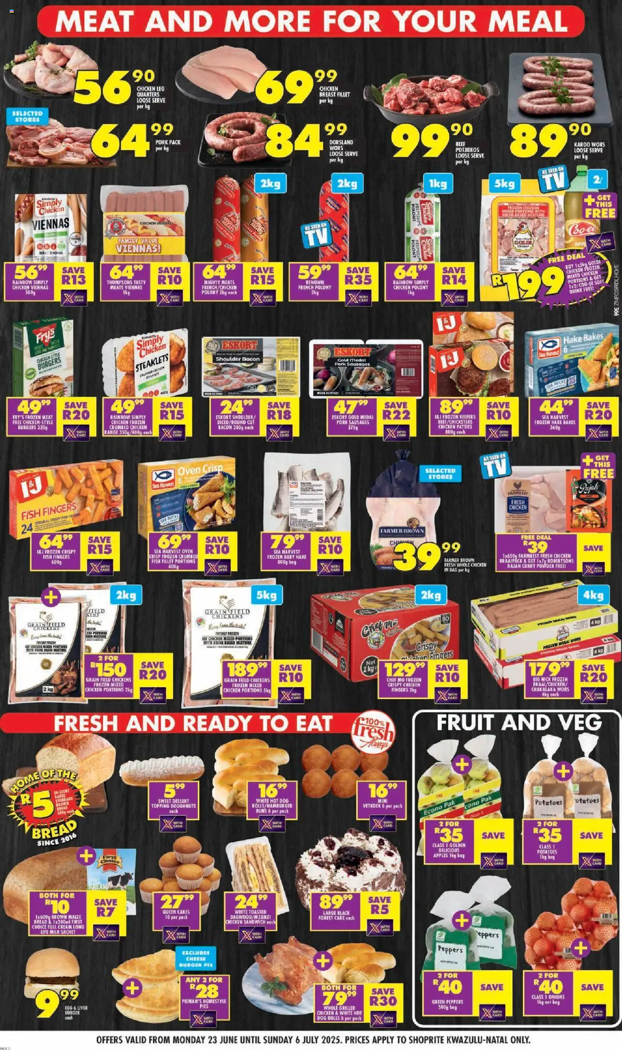 Shoprite Specials │ valid from 23.06.2025 | Page: 2 | Products: Buns, Bread, Powder, Cream