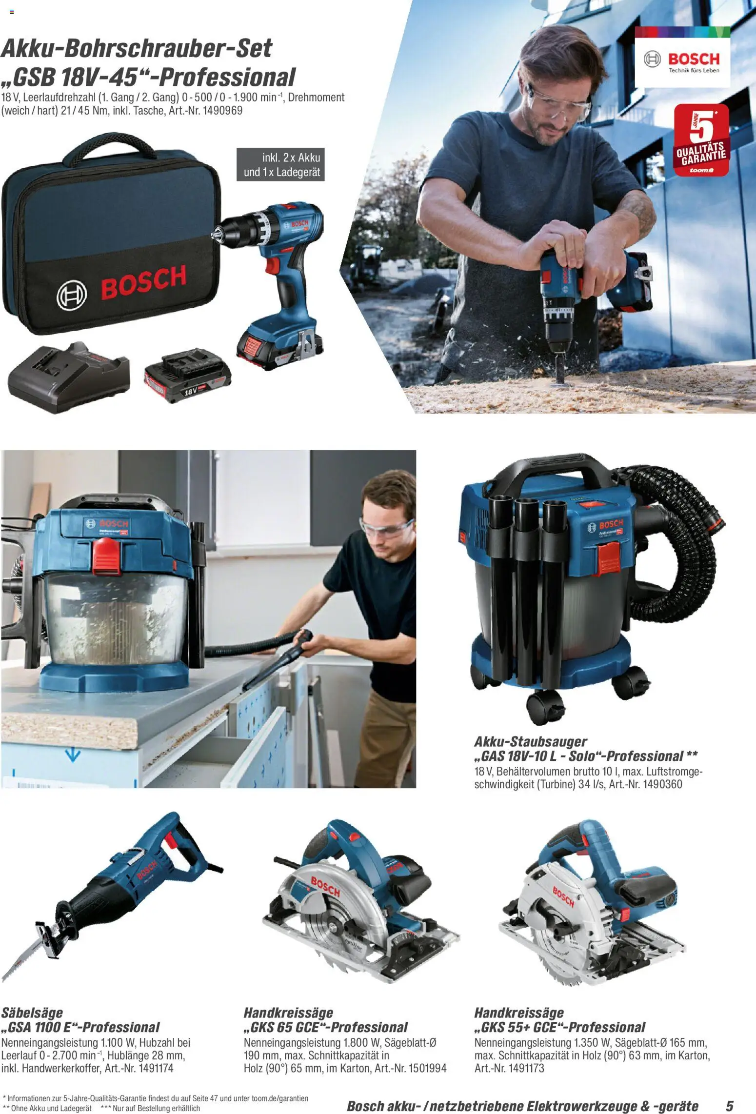 Toom Baumarkt Maschinen & Werkstatt 2026 – gültig ab 01.01.2026 | Seite: 5 | Produkte: Bosch, Ladegerät