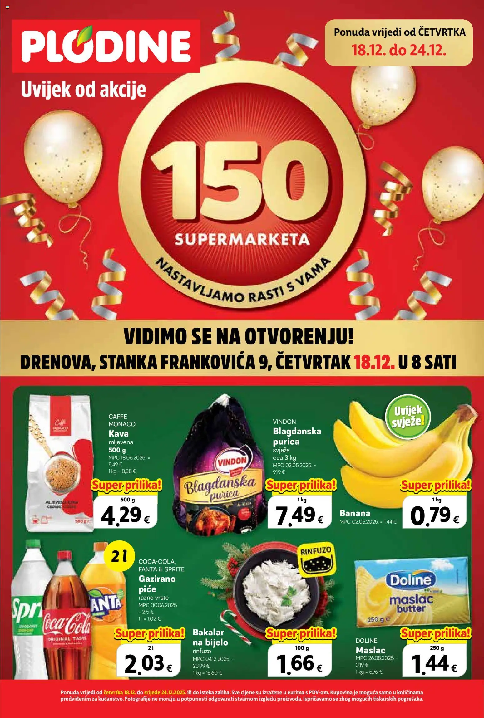 Plodine katalog | vrijedi od 17.12.2025 | Stranica: 1 | Proizvodi: Fanta, Maslac, Kava, Bakalar