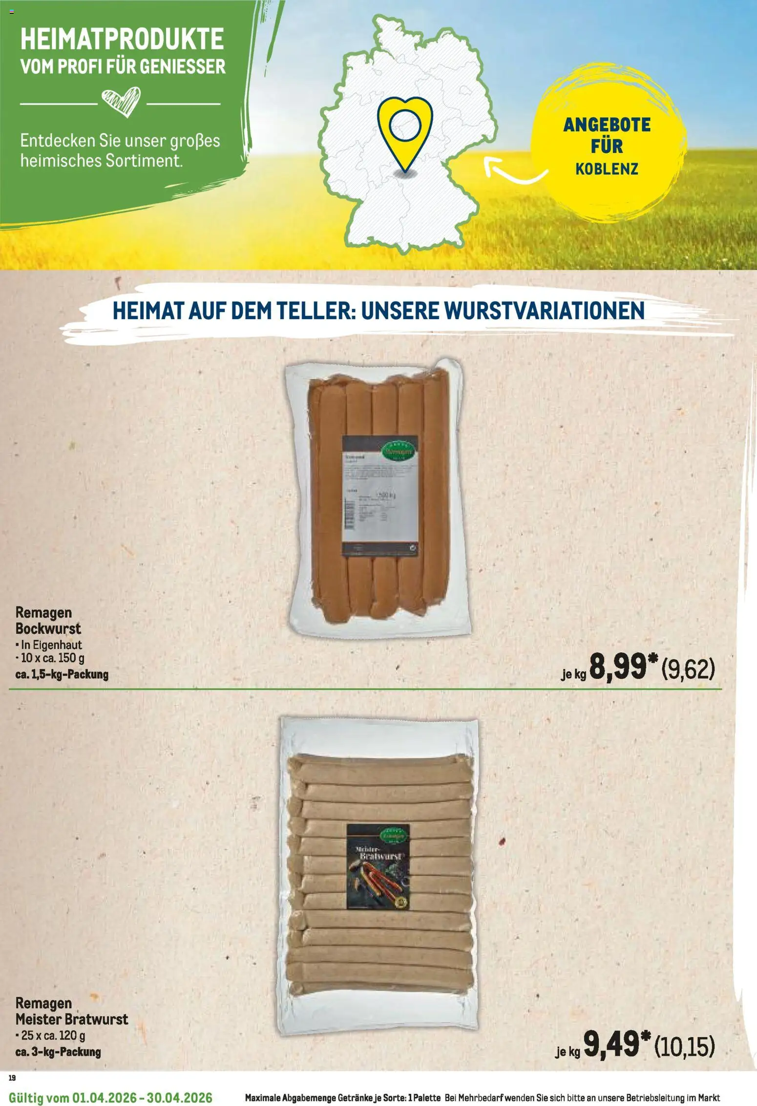 Metro Regionaler Flyer – gültig ab 01.04.2026 | Seite: 72 | Produkte: Bockwurst, Bratwurst