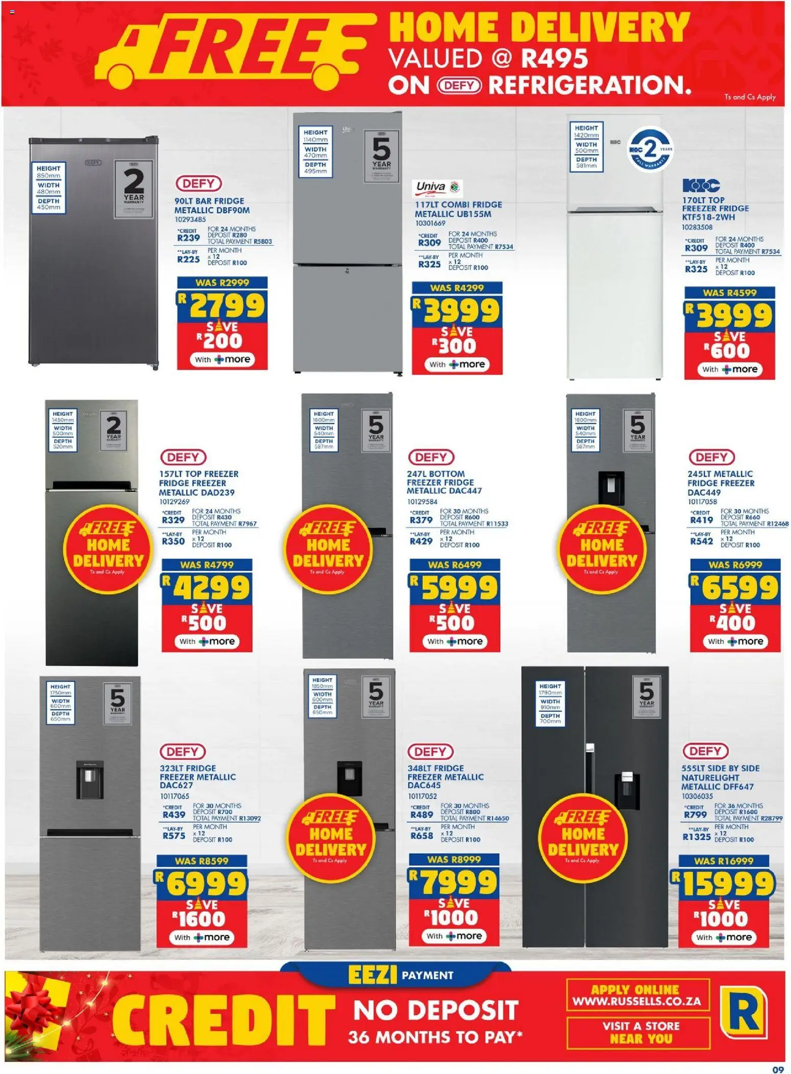 New Russells catalogue – valid from 02.12.2025 | Page: 9 | Products: Freezer, Freezer fridge, Fridge