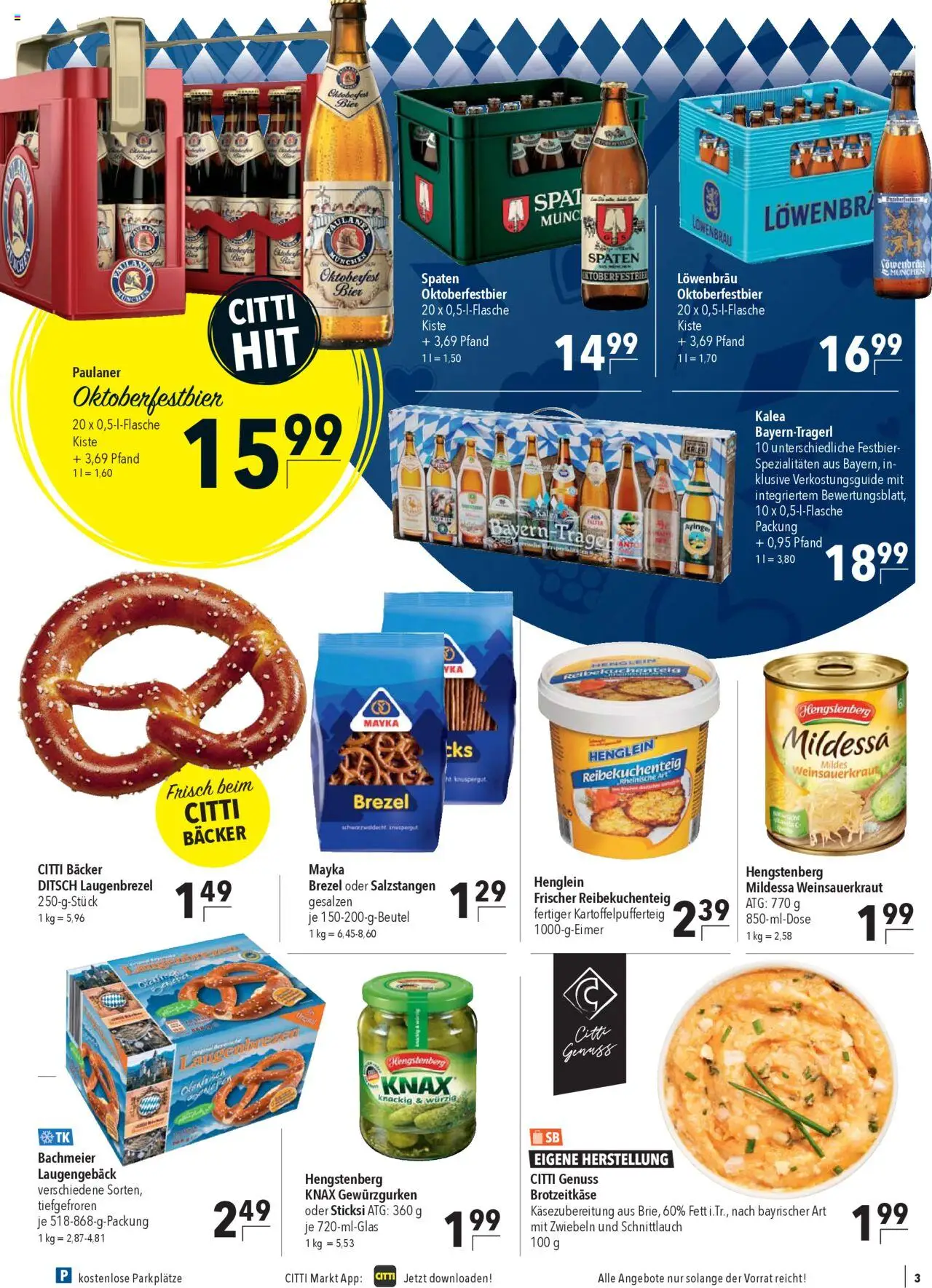 CITTI Markt Prospekt 	 – gültig ab 17.09.2025 | Seite: 3 | Produkte: Bier, Zwiebeln, Paulaner