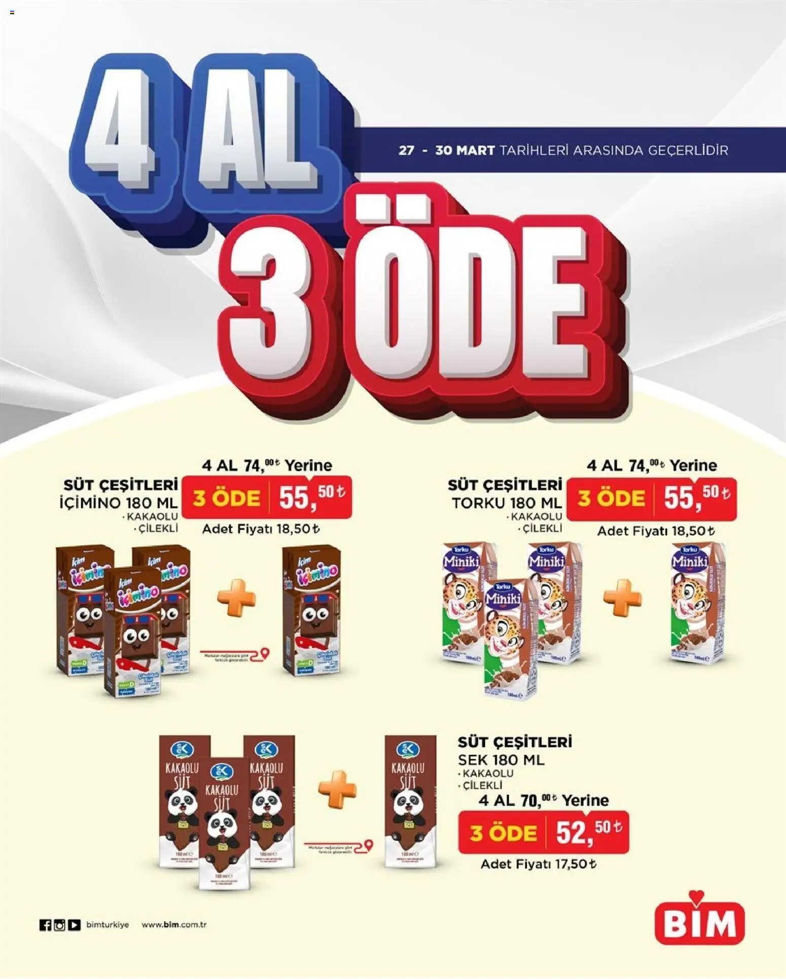 BİM - 27-30 Mart, İndirim - 27.03.2026 tarihinden itibaren geçerlidir | Sayfa: 2 | Ürünler: Süt