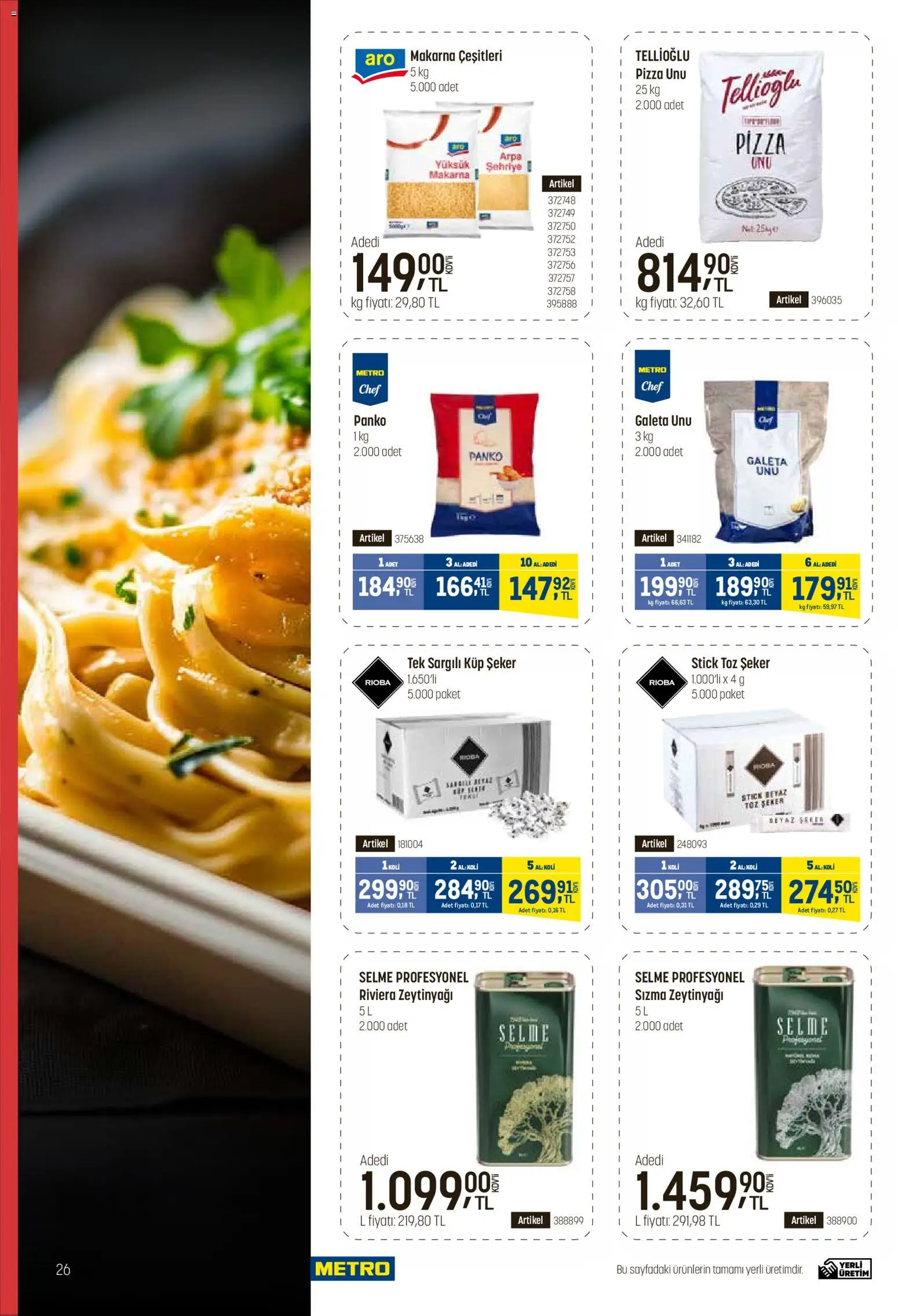Metro - Fast Food Kataloğu - 15.04.2026 tarihinden itibaren geçerlidir | Sayfa: 26 | Ürünler: Pizza, Makarna, Toz şeker, Küp şeker