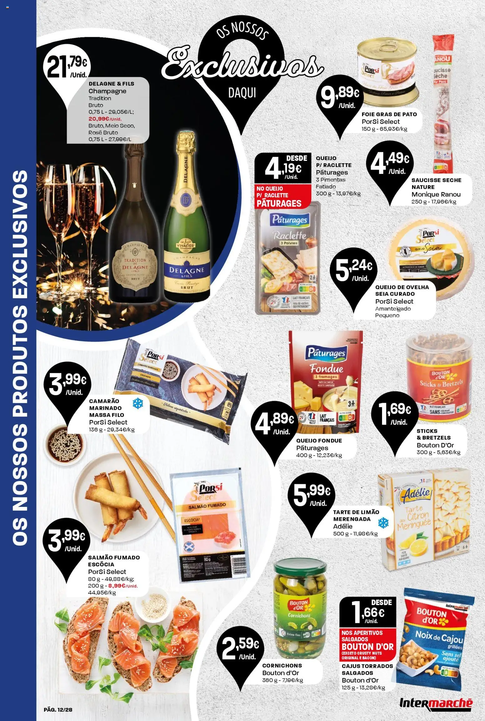Intermarché Folheto Contact │ válido de 26.12.2025 | Página: 12 | Produtos: Bacon, Salmão, Queijo, Tarte