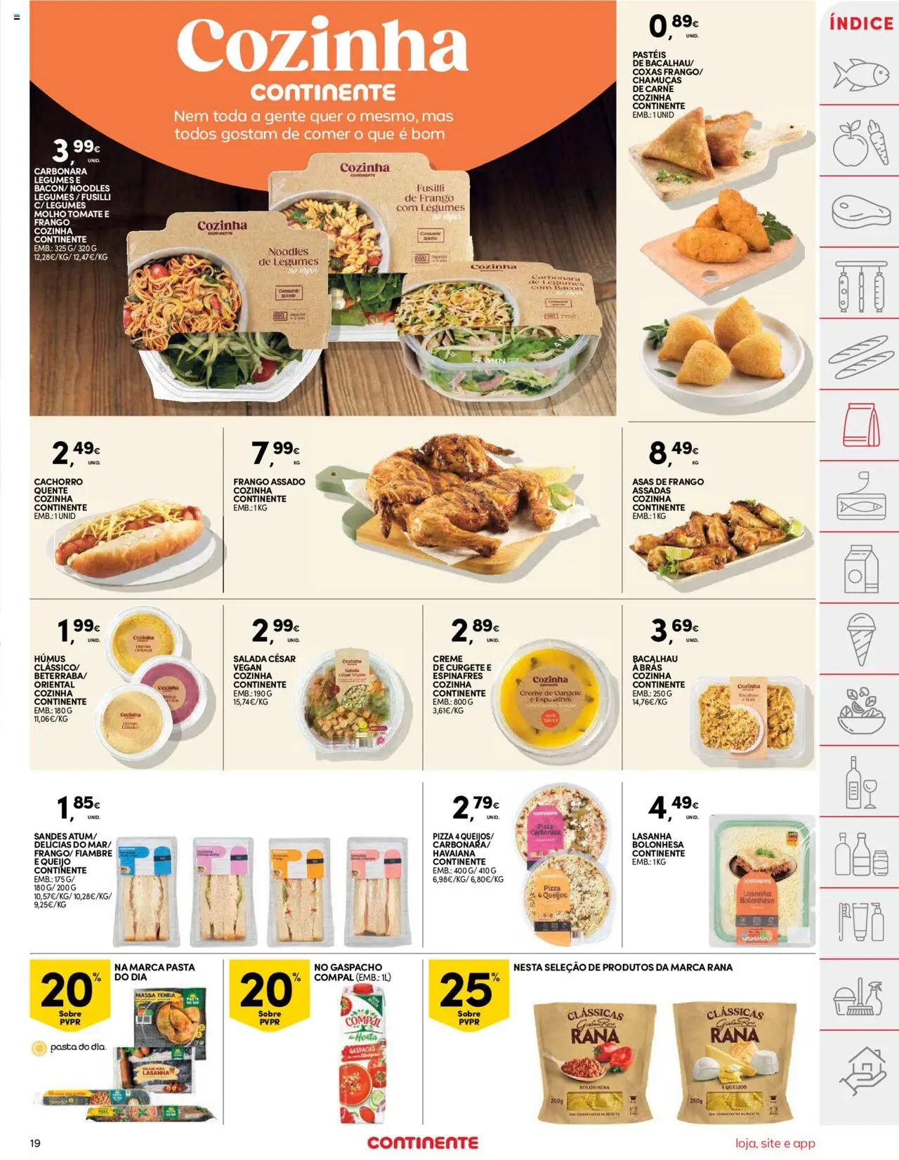 Continente folheto │ válido de 05.08.2025 | Página: 19 | Produtos: Asas de frango, Bacon, Queijo, Carne
