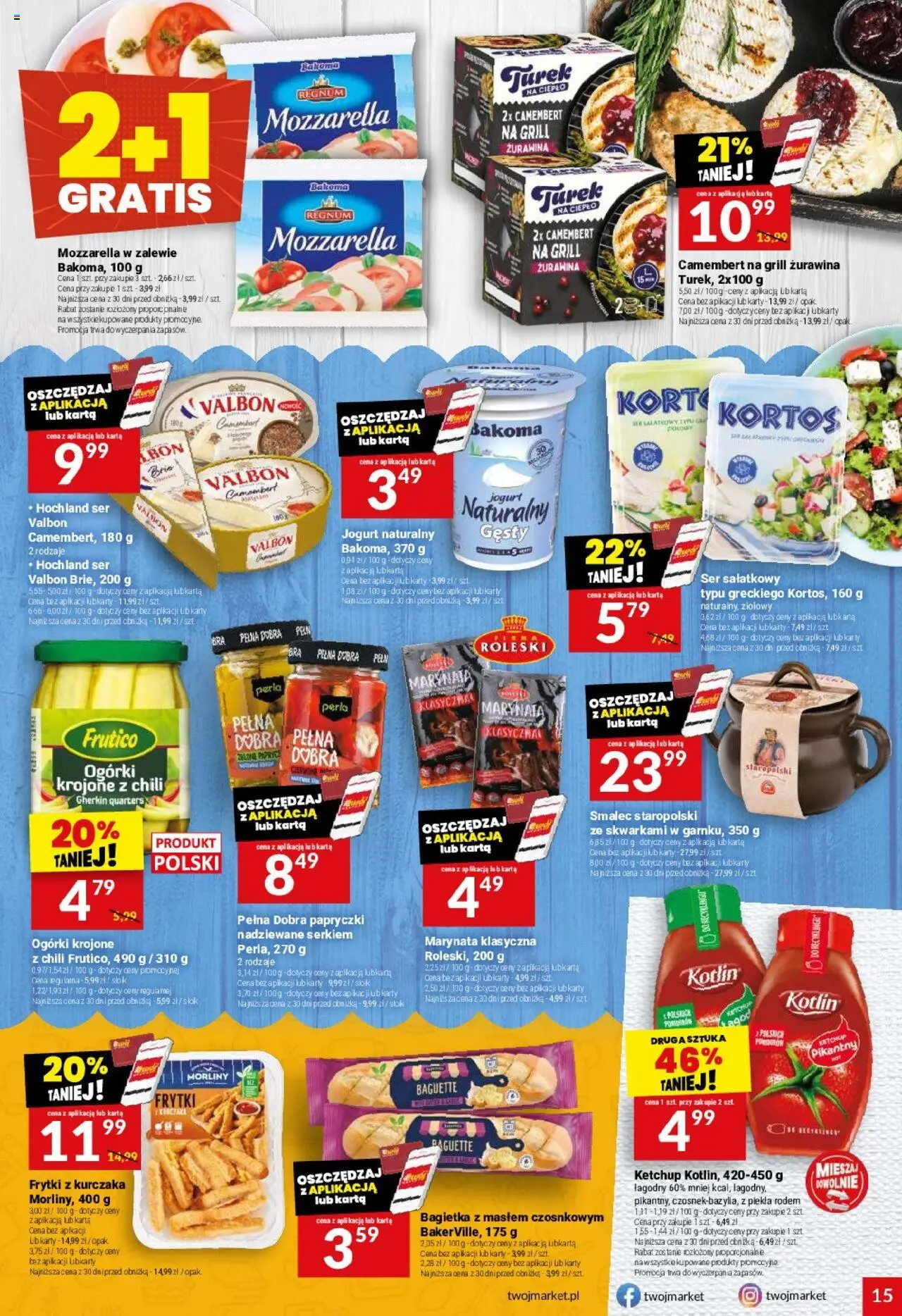 Twój Market Gazetka od 06.08.2025 | Strona: 15 | Produkty: Karta, Grill, Mozzarella, Frytki