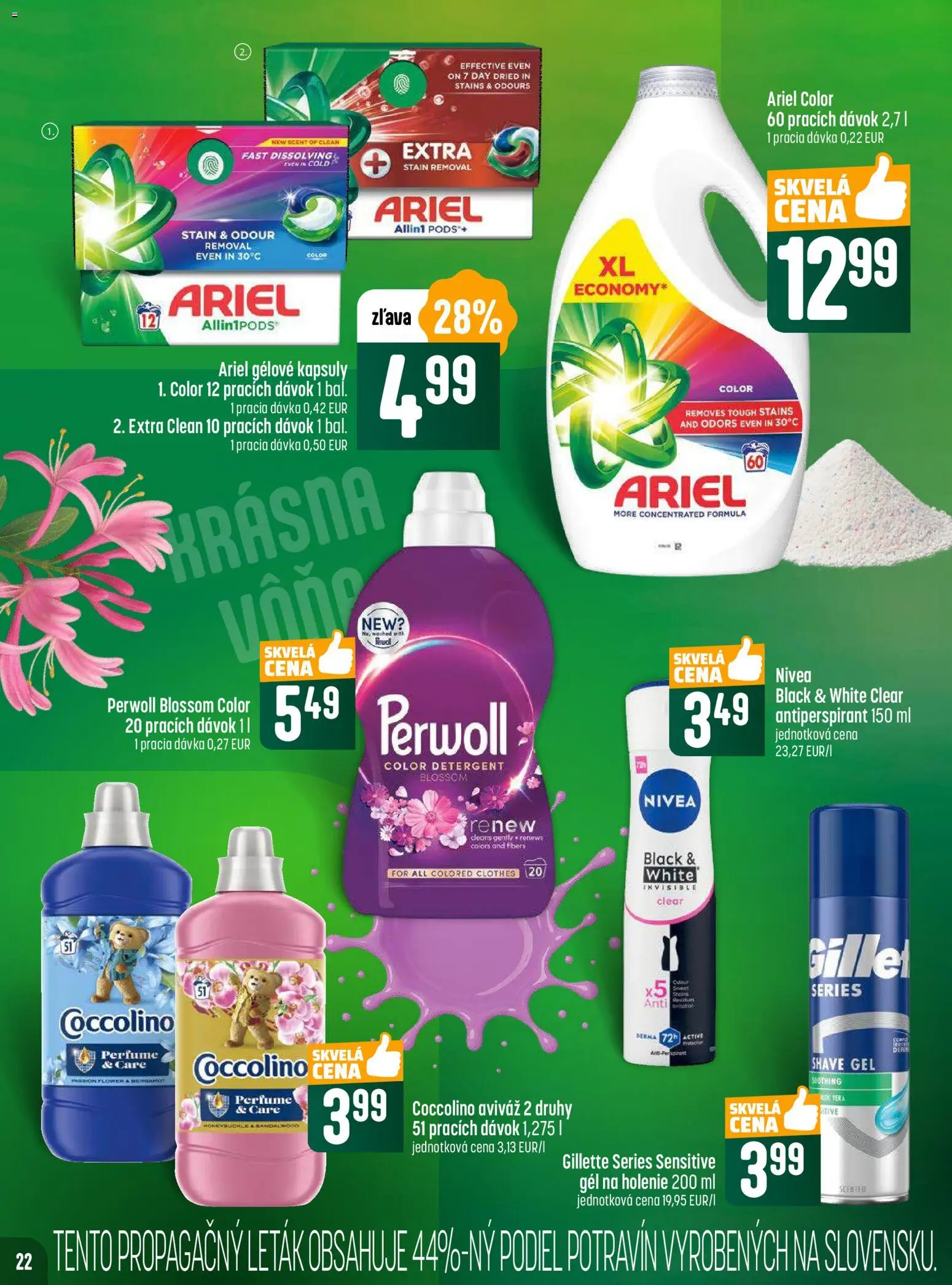 Nové COOP Jednota akcie – leták je platný od 30.10.2025 | Strana: 22 | Produkty: Perwoll, Antiperspirant, Aviváž, Coccolino