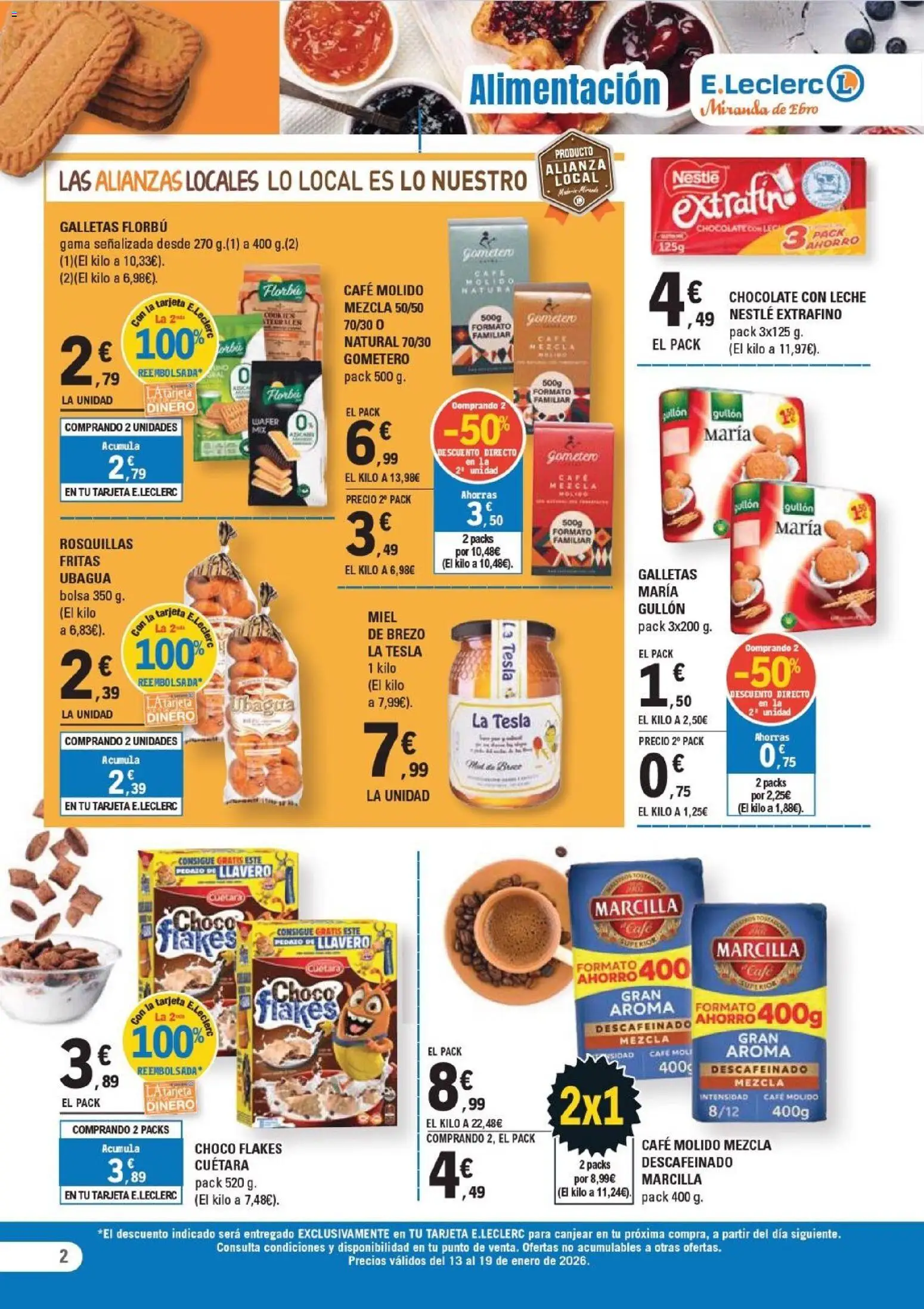 E.Leclerc folleto │ válido desde el 13.01.2026 | Página: 2 | Productos: Ψηφιακή κάμερα, Café molido, Galletas, Chocolate con leche