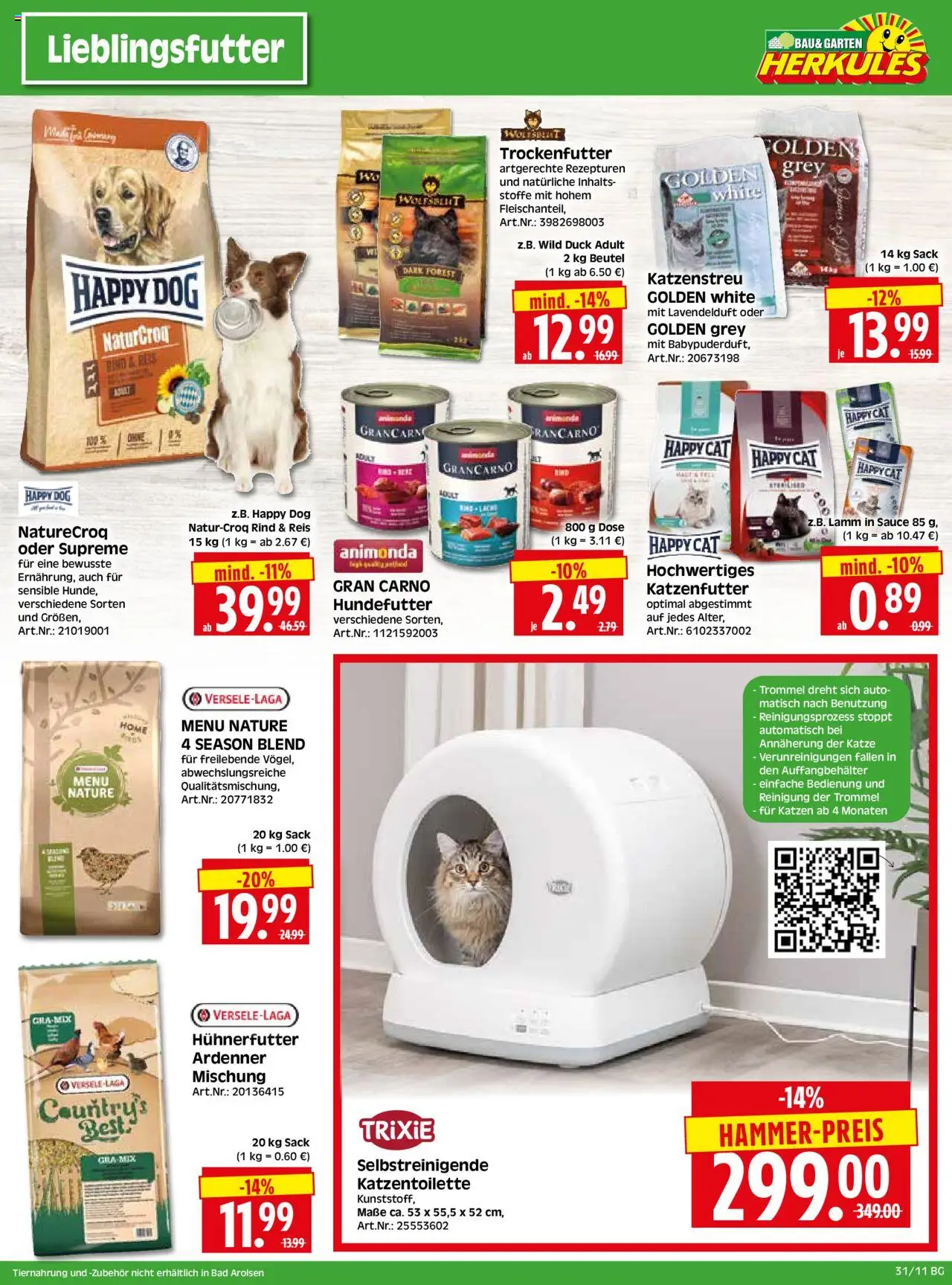 HERKULES  Bau & Garten - gültig ab dem 28.07.2025 | Seite: 11 | Produkte: Katzenfutter, Bad, Reis