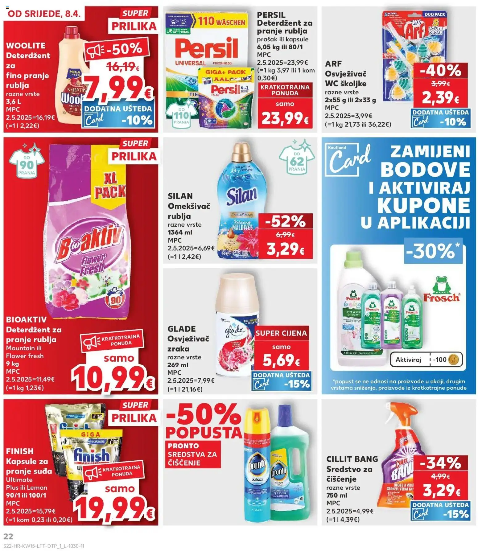 Kaufland katalog | vrijedi od 08.04.2026 | Stranica: 22 | Proizvodi: Deterdžent za pranje rublja, Deterdžent, Finish, Persil