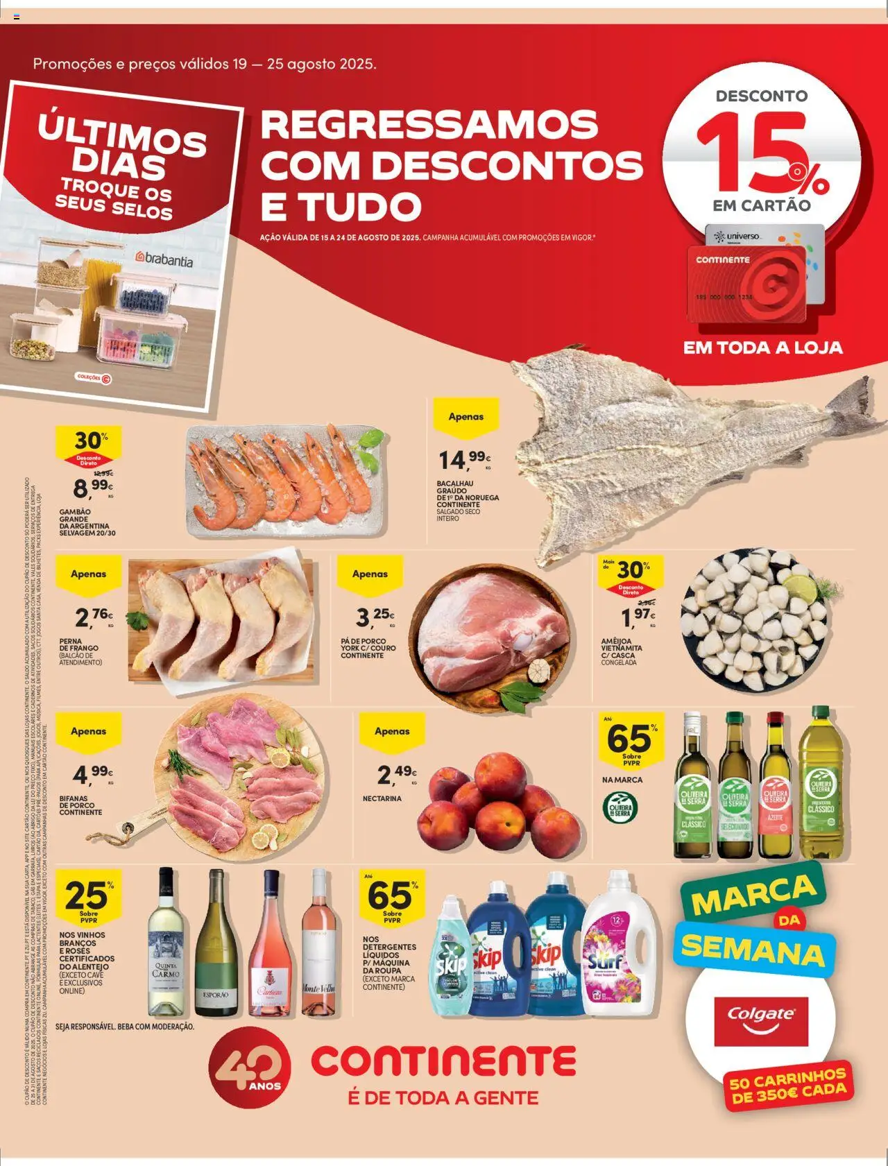 Continente folheto Madeira │ válido de 19.08.2025 | Página: 1 | Produtos: Azeite, Jogos, Bacalhau, Pá