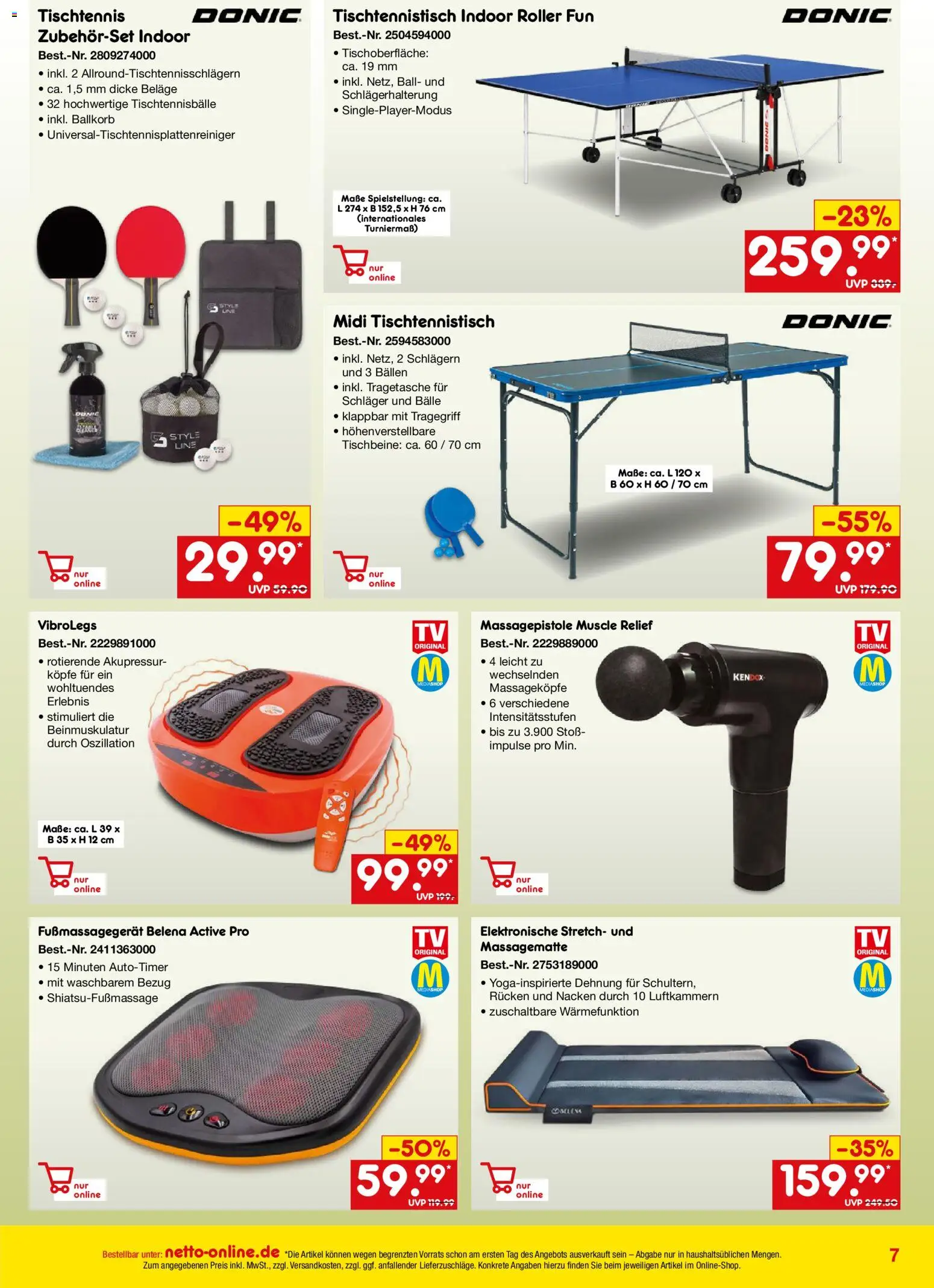 Netto Marken-Discount Online-Angebote Januar – gültig ab 01.01.2026 | Seite: 7 | Produkte: Tischtennisbälle, Massagepistole