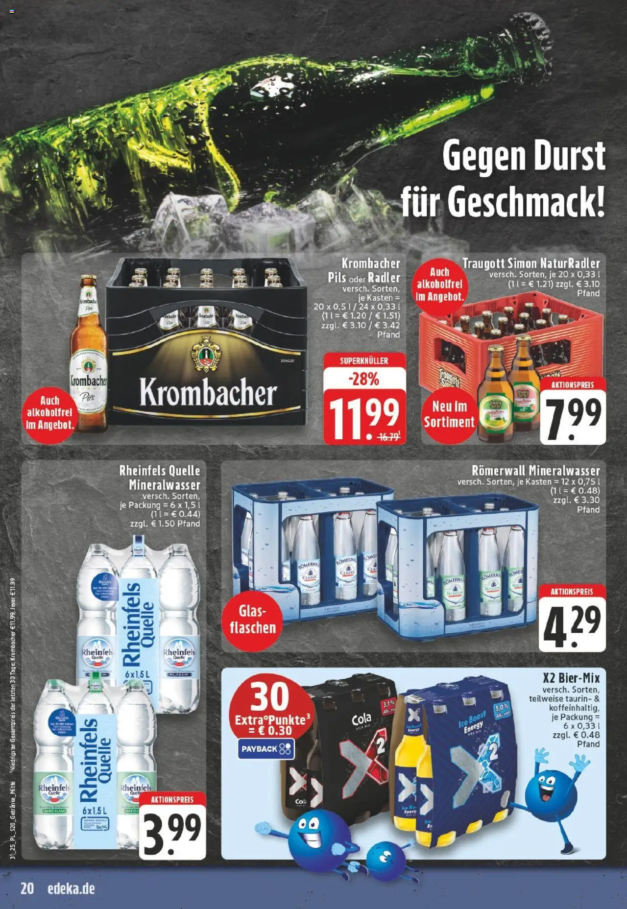 Edeka prospekt Düsseldorf	 - gültig ab dem 27.07.2025 | Seite: 20 | Produkte: Pils, Mineralwasser, Jever, Rheinfels quelle