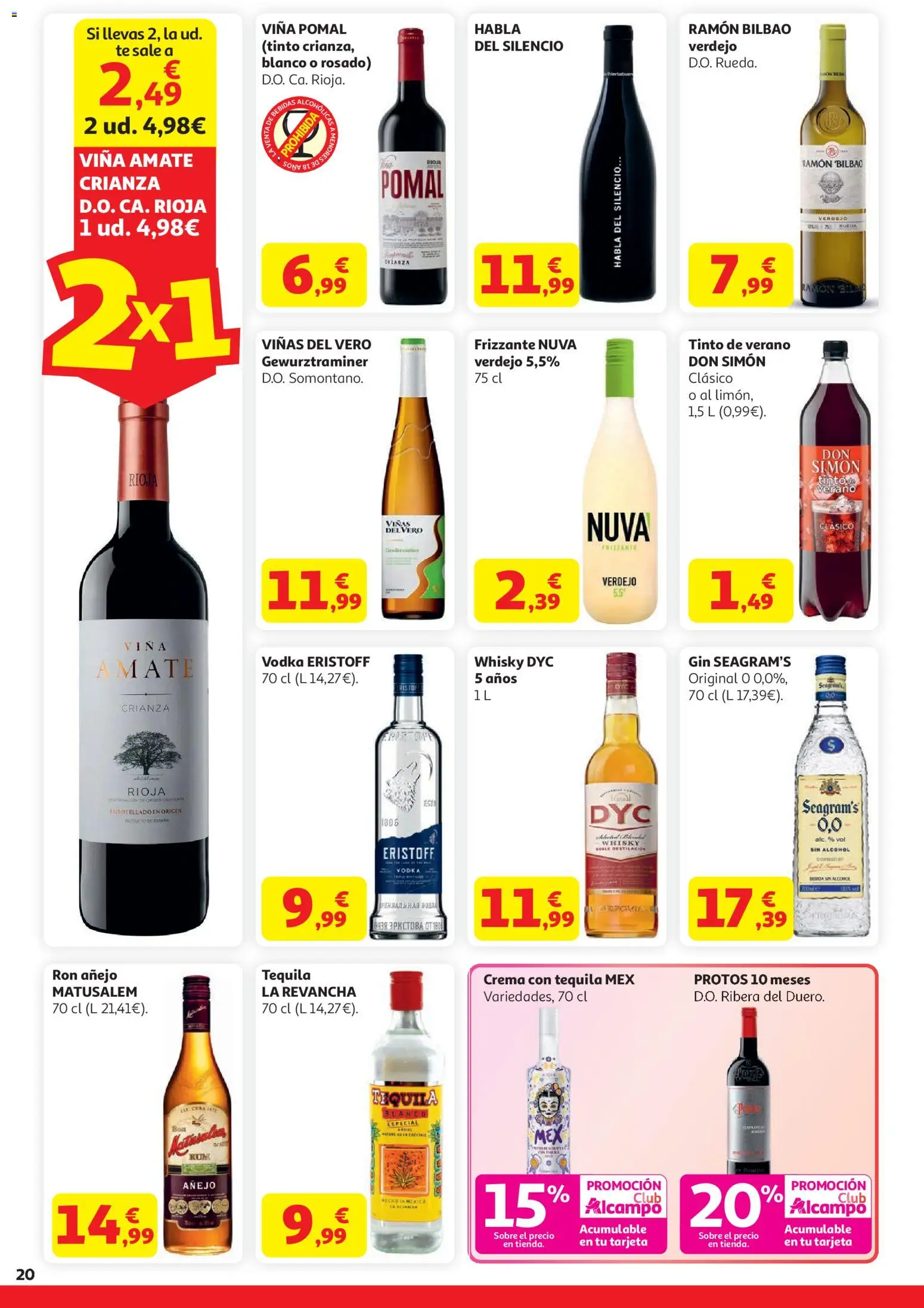 Alcampo HG Nacional │ válido desde el 21.04.2026 | Página: 20 | Productos: Ron, Crema, Té, Vodka