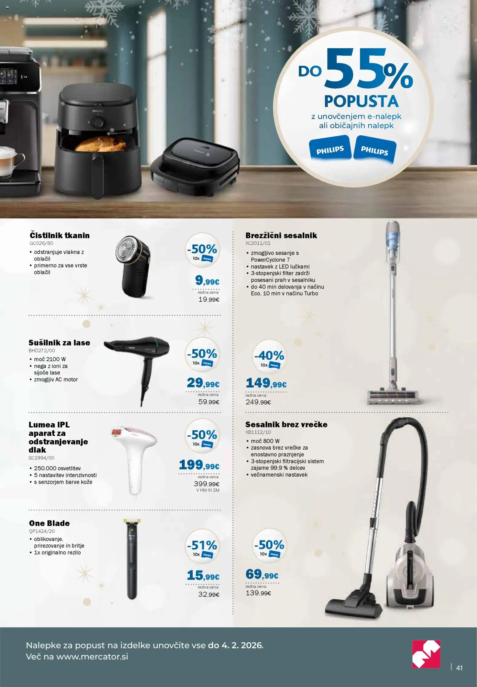 Novi Mercator katalog ponudbe – veljaven od 11.12.2025 | Stran: 41 | Izdelki: Sušilnik za lase, Sesalnik