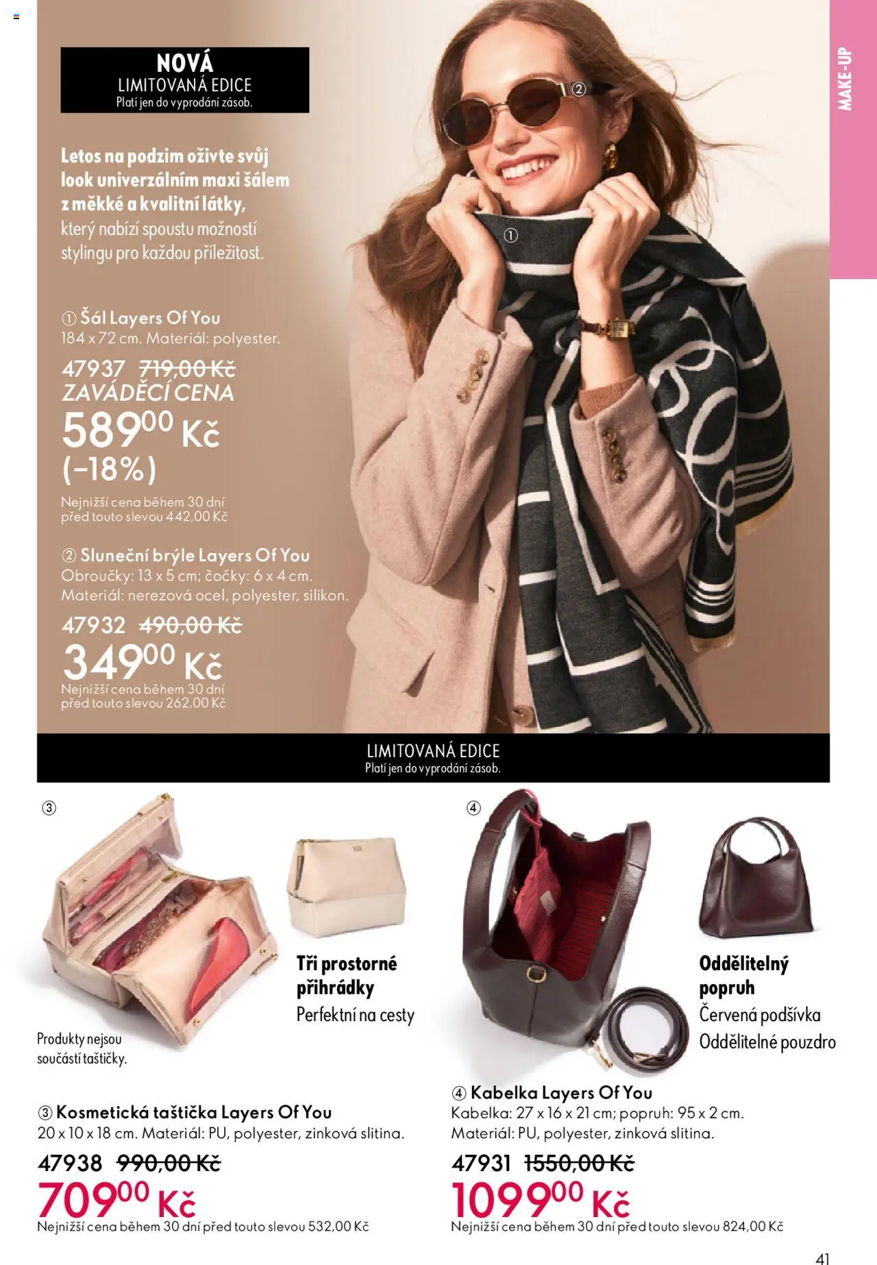 Oriflame katalog č.14/2025 od 01.10.2025 | Strana: 41 | Produkty: Makeup, Kabelka, Kosmetická taštička, Sluneční brýle