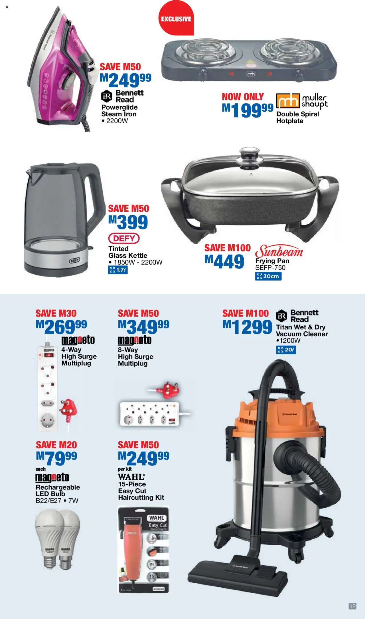 New OK Furniture catalogue – valid from 06.10.2025 | Page: 12 | Products: Kettle, Vacuum cleaner, Iron