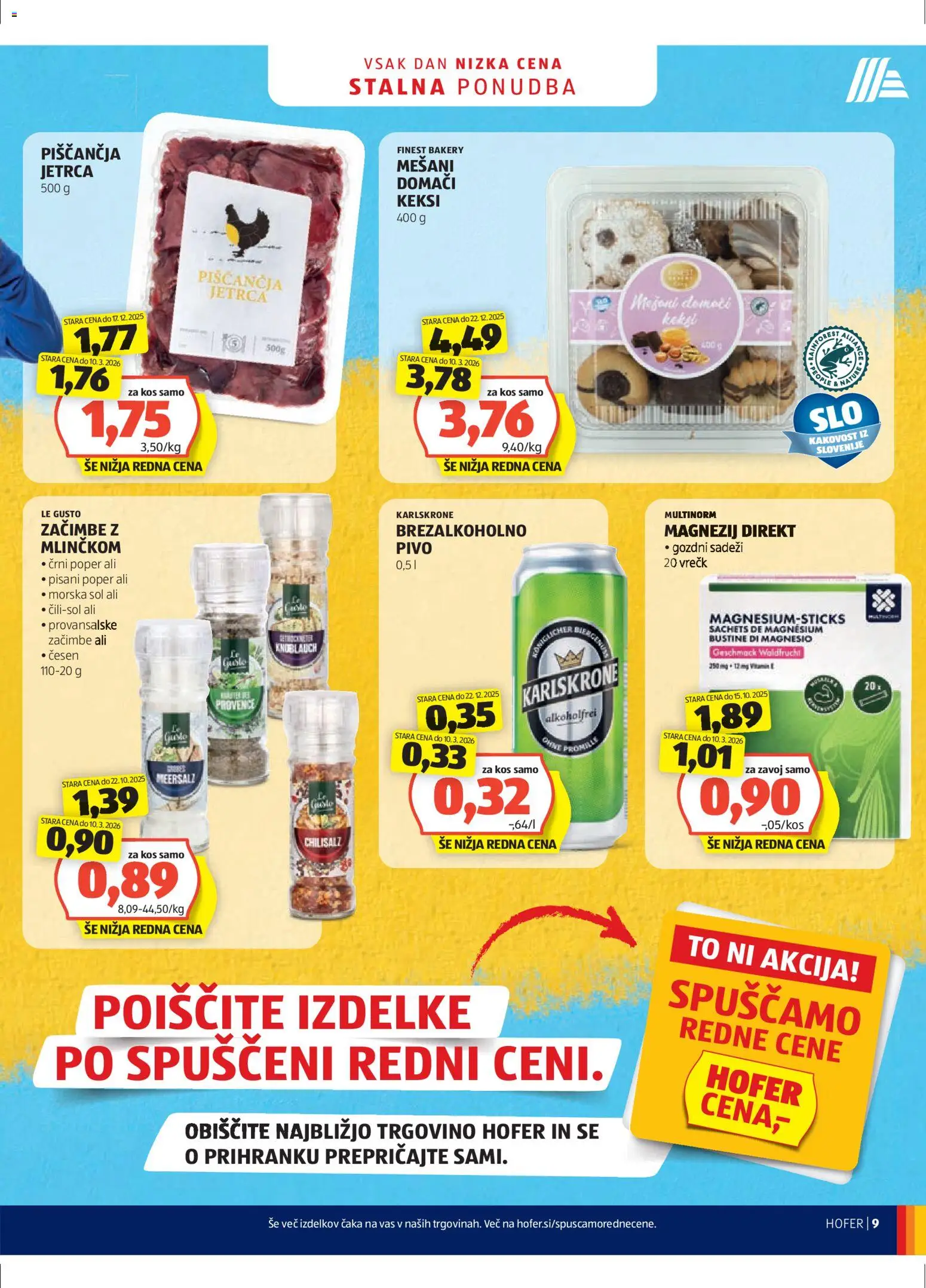 Hofer SI katalog | vrijedi od 11.03.2026 | Stranica: 9 | Proizvodi: Keksi, Pivo, Sol