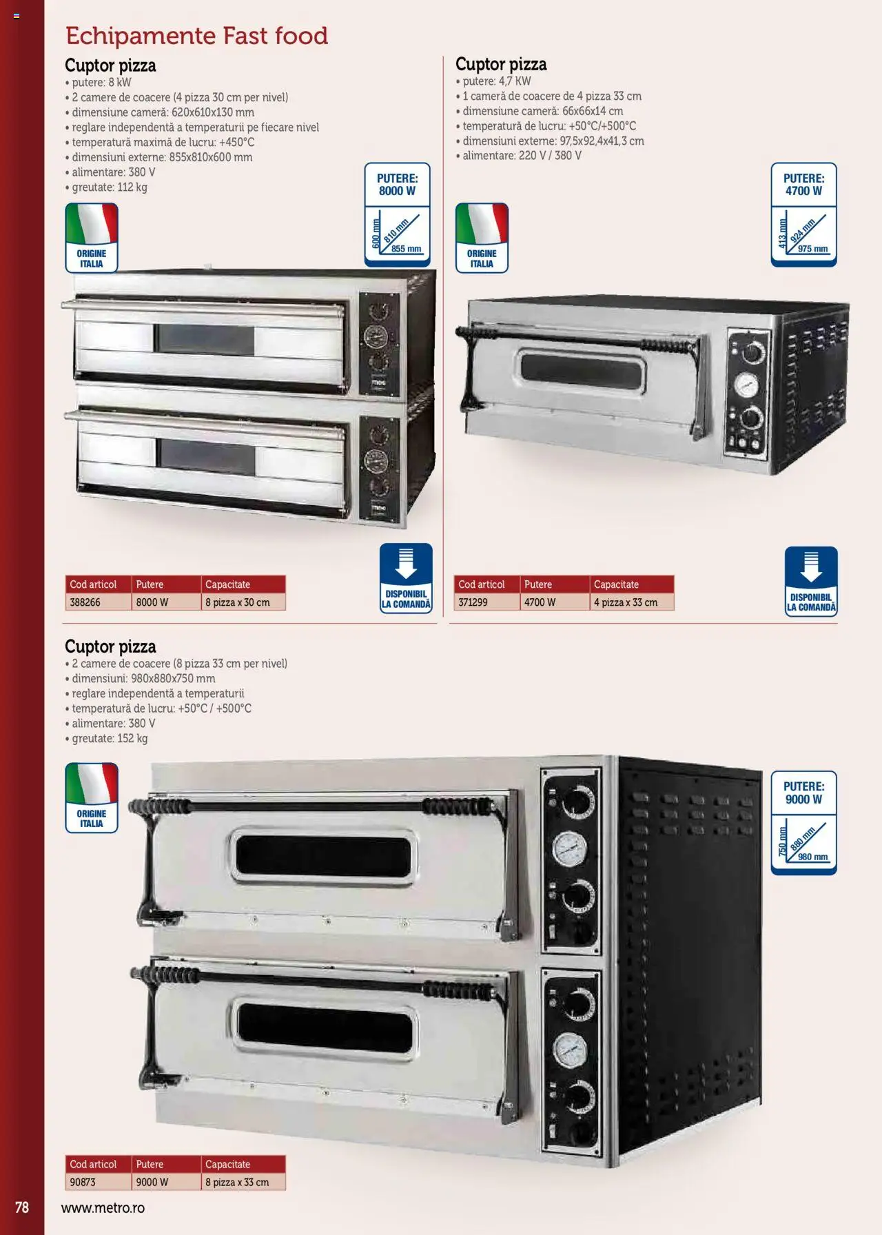 Noul catalog Metro – valabil de la 17.09.2025 | Pagină: 78 | Produse: Cameră, Cuptor, Pizza
