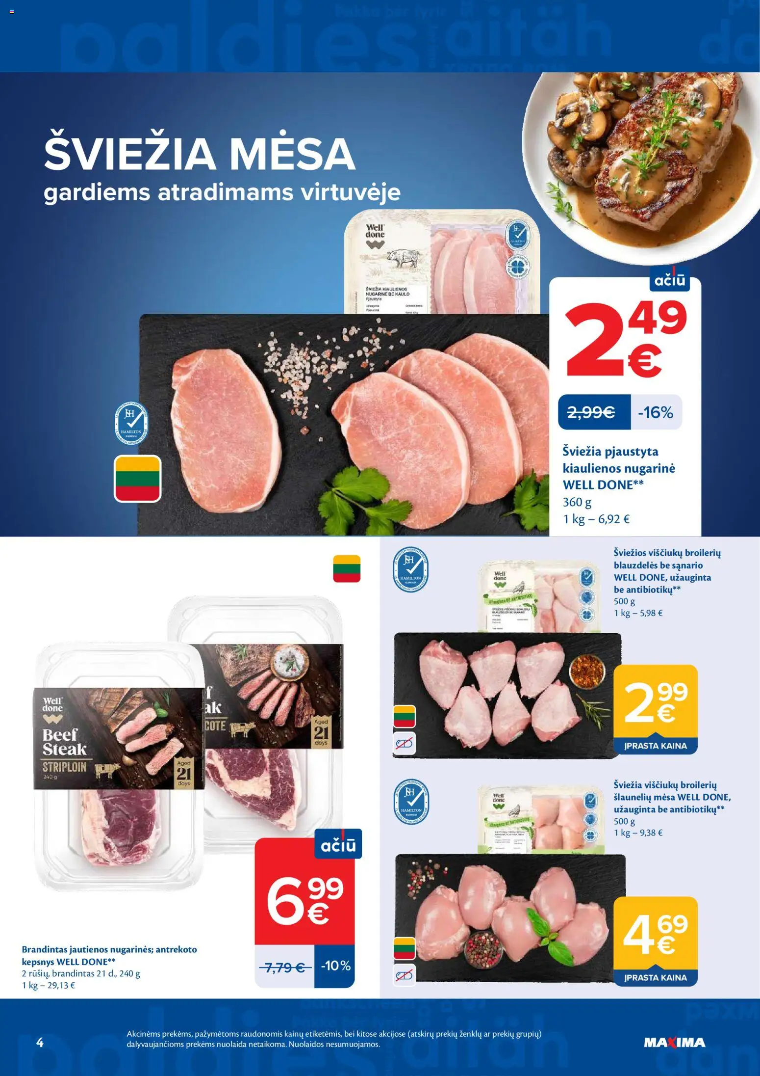 MAXIMA akcijos nuo 21.04.2026 | Puslapis: 4 | Prekių: Kiaulienos, Jautienos, Viščiukų