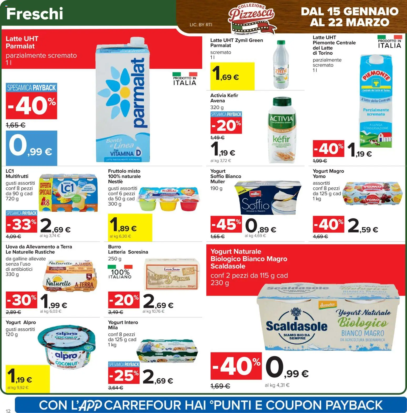 Volantino Carrefour del 15.01.2026 | Pagina: 12 | Prodotti: Yogurt, Uova, Latte, Stracciatella