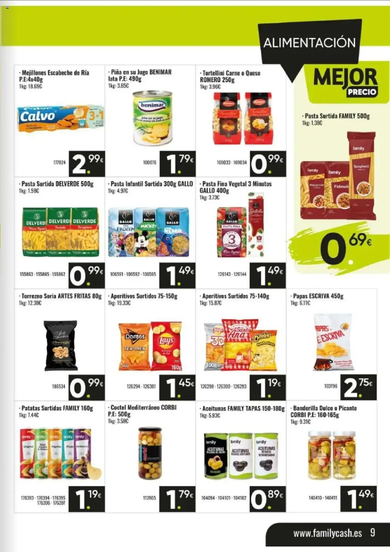 Family Cash folleto │ válido desde el 11.08.2025 | Página: 9 | Productos: Mejillones escabeche, Queso, Jugo, Pasta