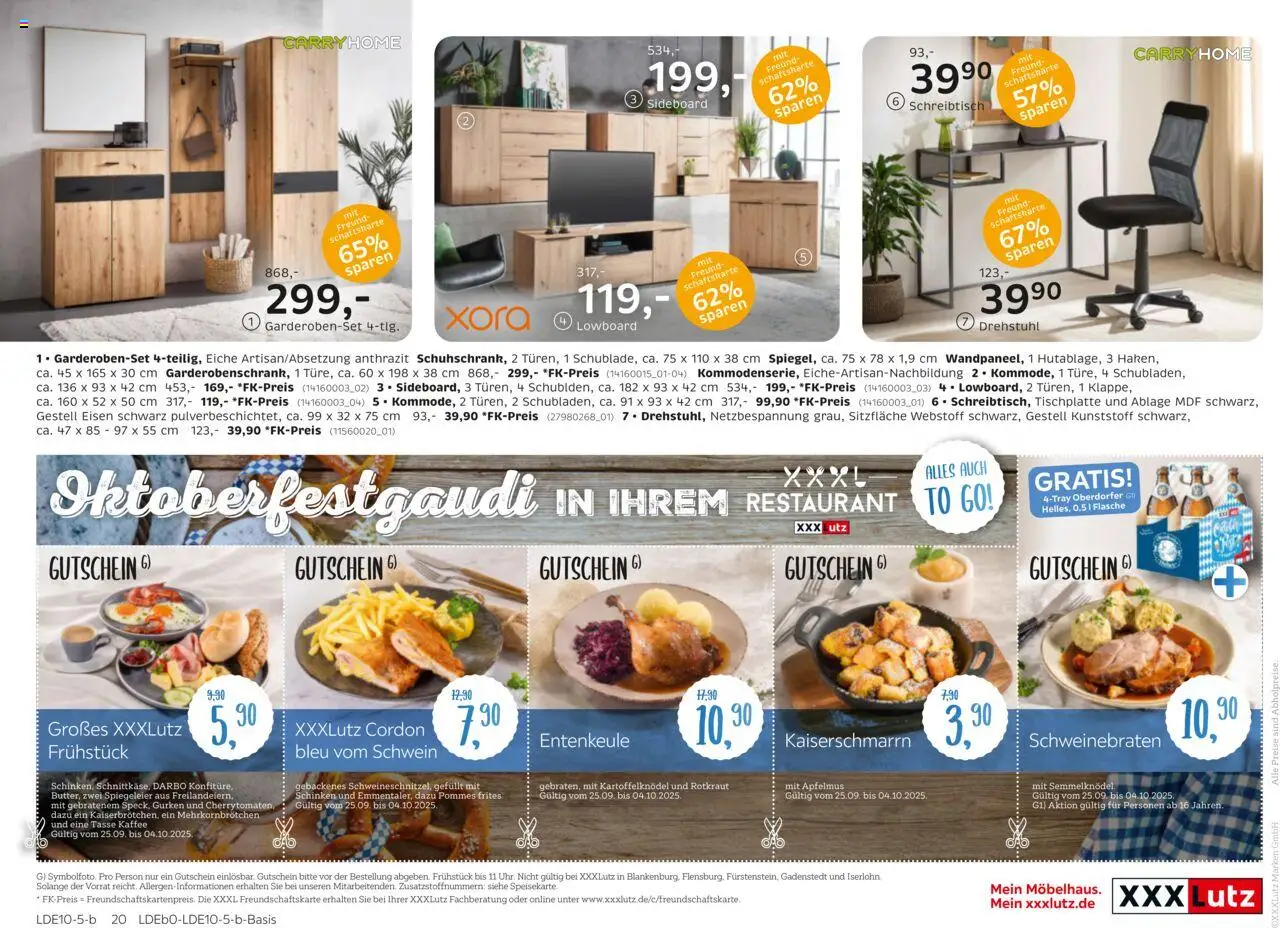 XXXL Lutz Deutschlands Nr. 1 beim Preis! – gültig ab 22.09.2025 | Seite: 34 | Produkte: Sideboard, Kaffee, Schinken, Gurken