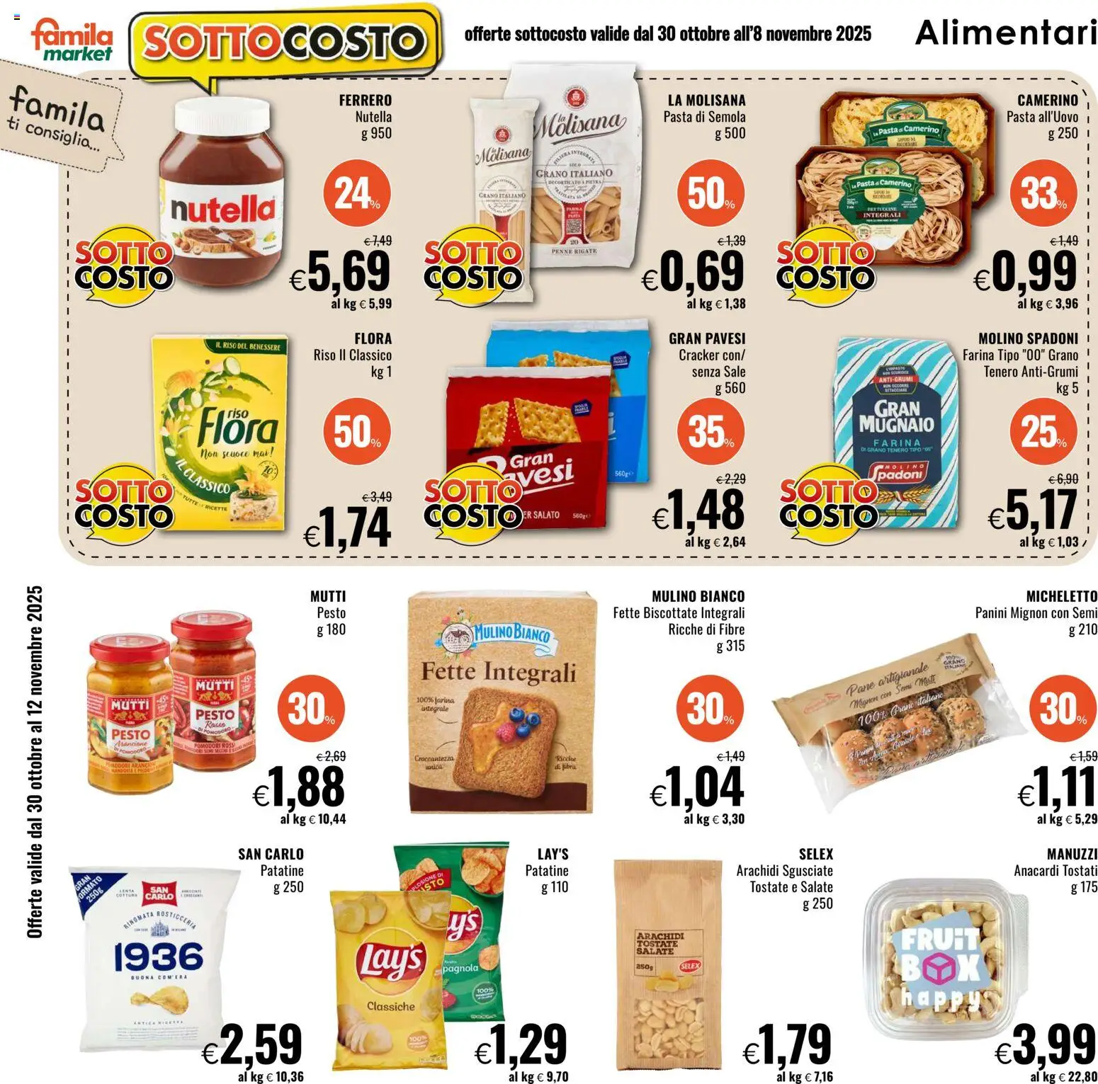 Volantino Famila del 30.10.2025 | Pagina: 6 | Prodotti: Riso, Farina, Pasta, Pesto